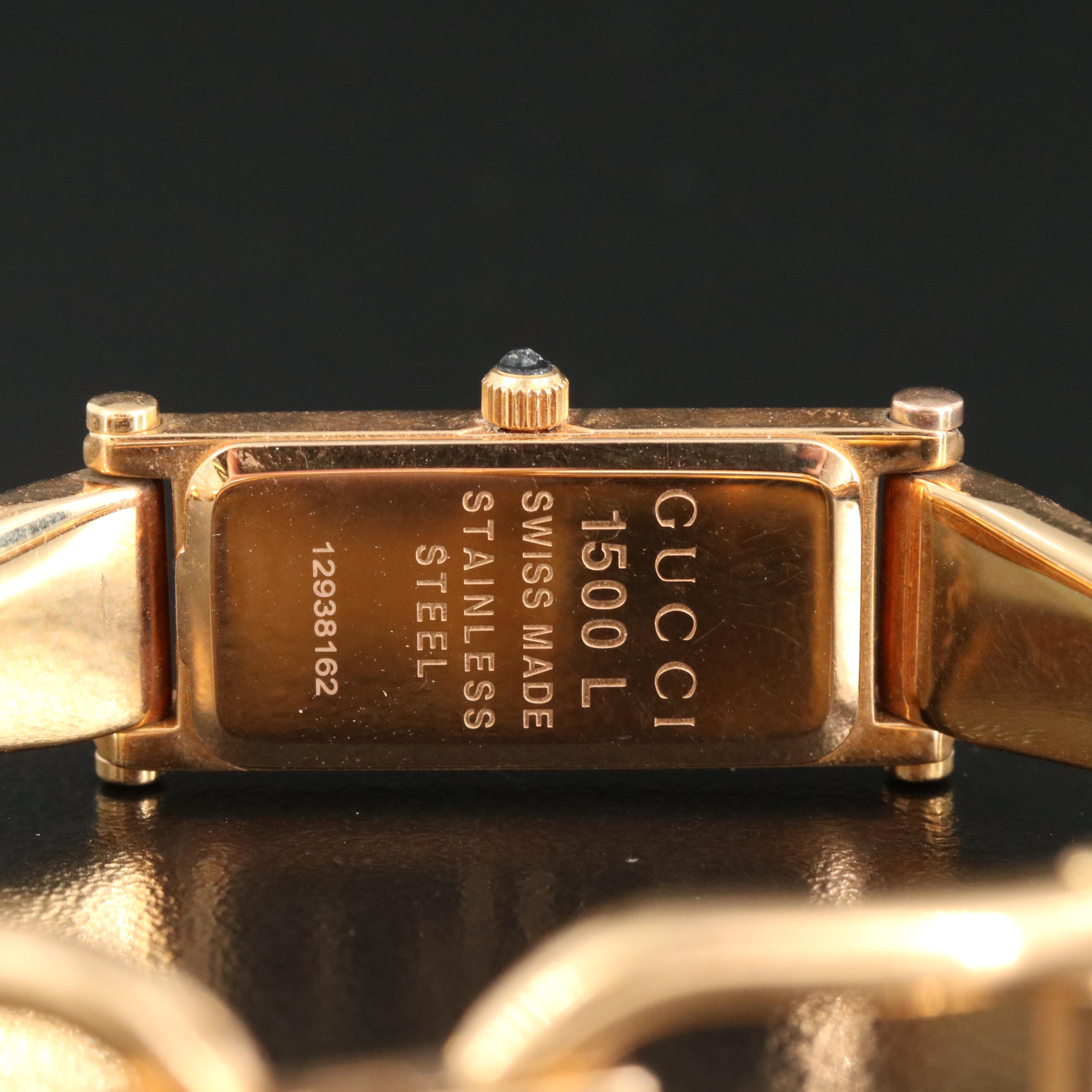Gucci 1500 Series Gold Plated and Gold Tone Stirrup Watch