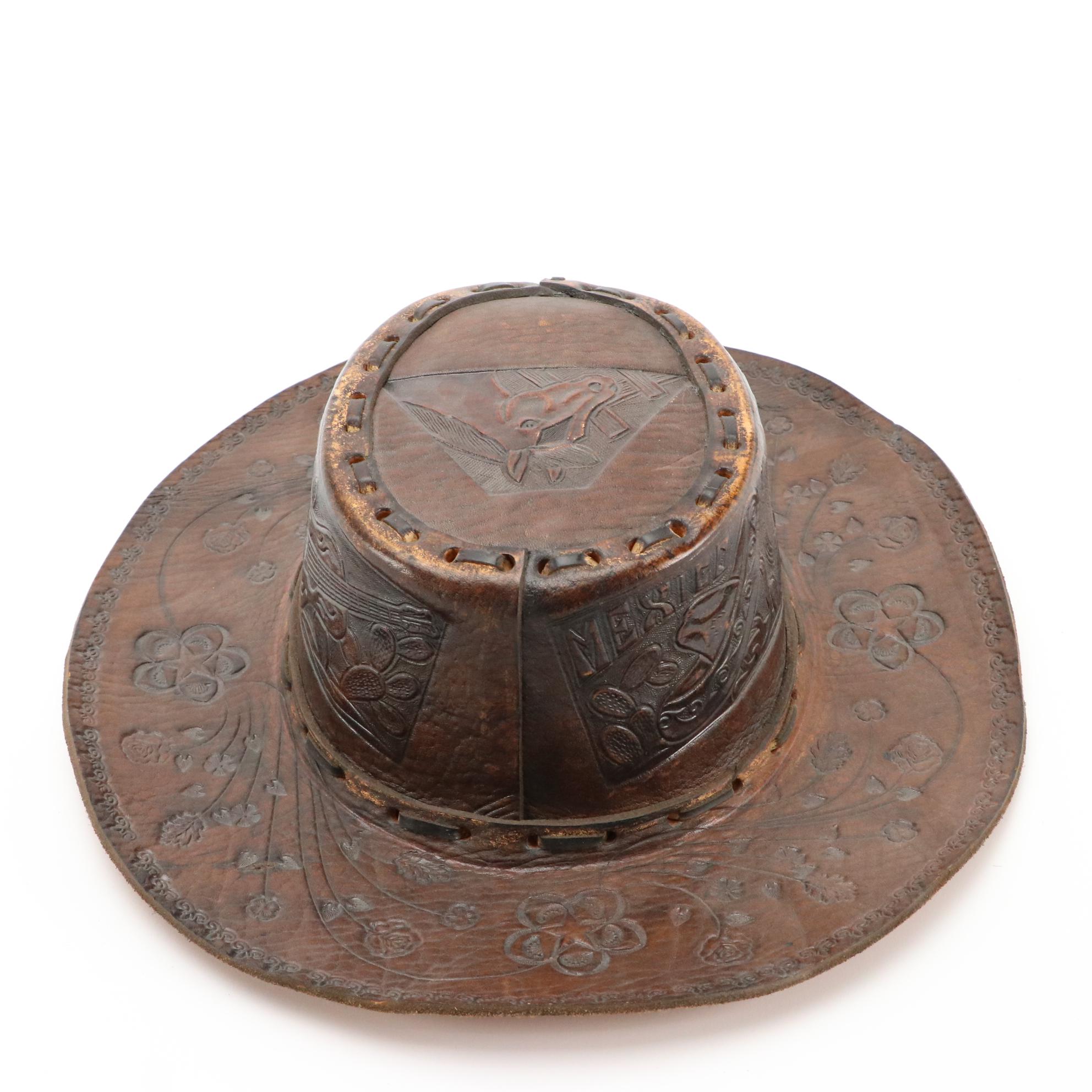 Tooled Leather Hat and MHT Westerns Felted Hat