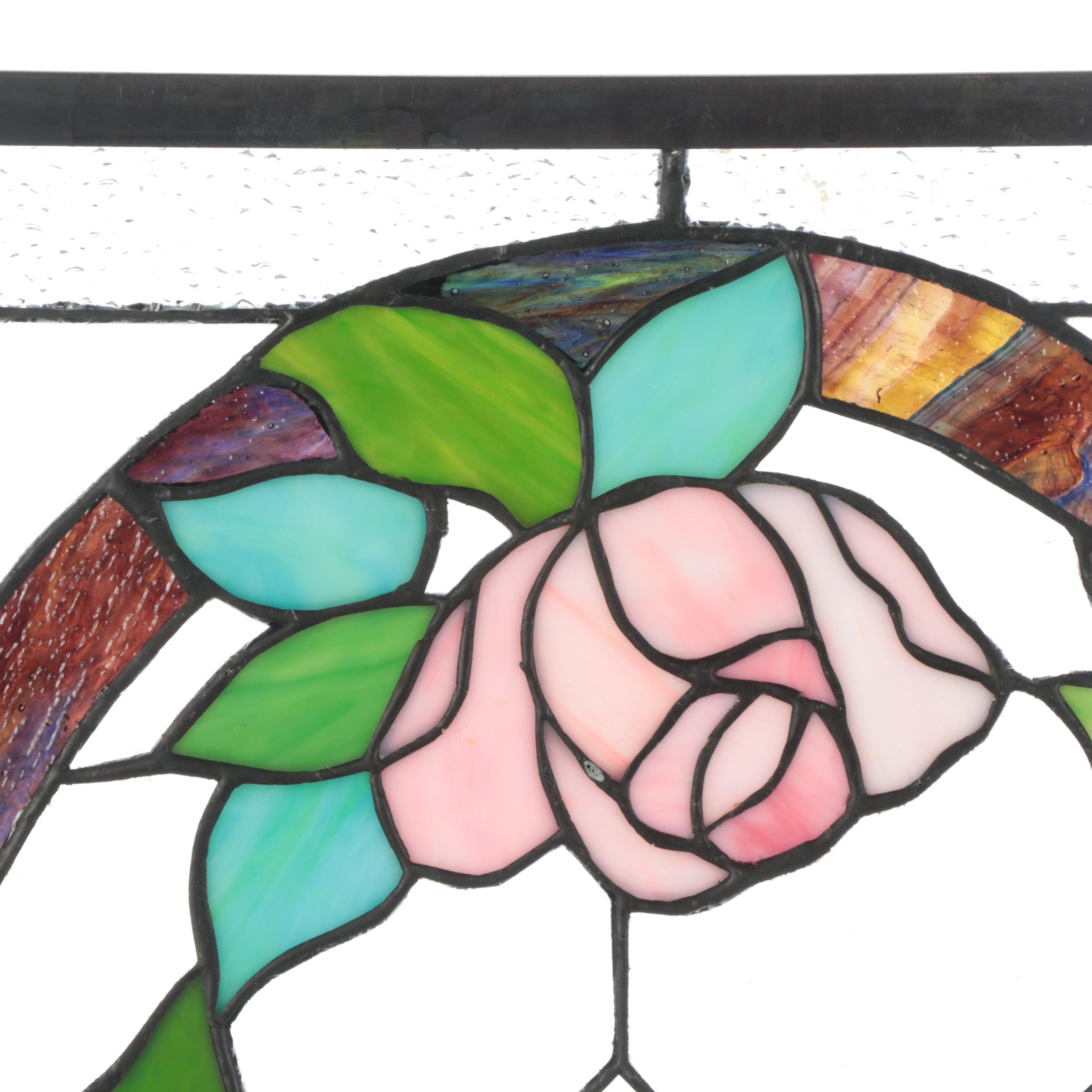 Hand-Crafted Floral Stained Glass Panel