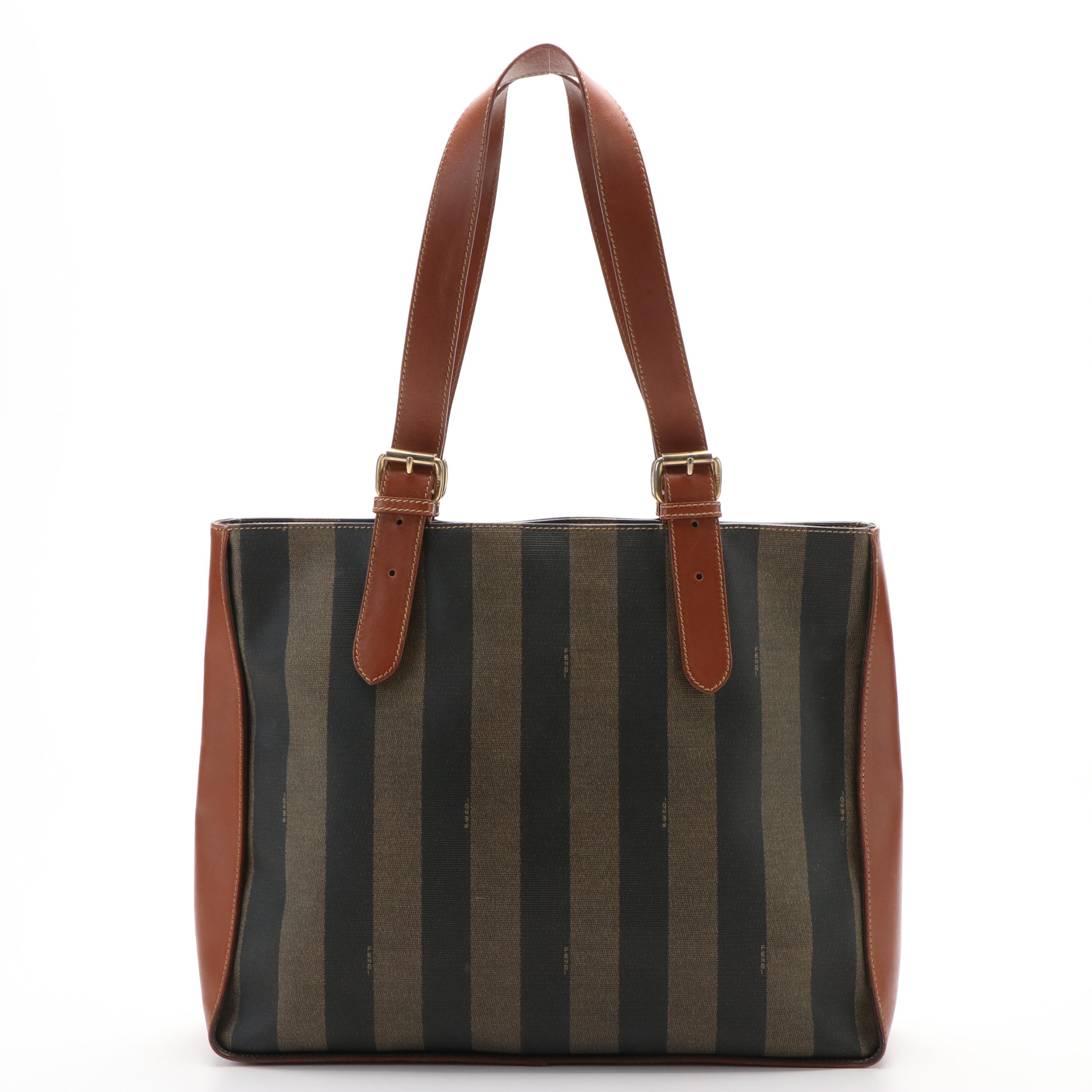 Fendi Pequin Stripe Canvas Tote Bag