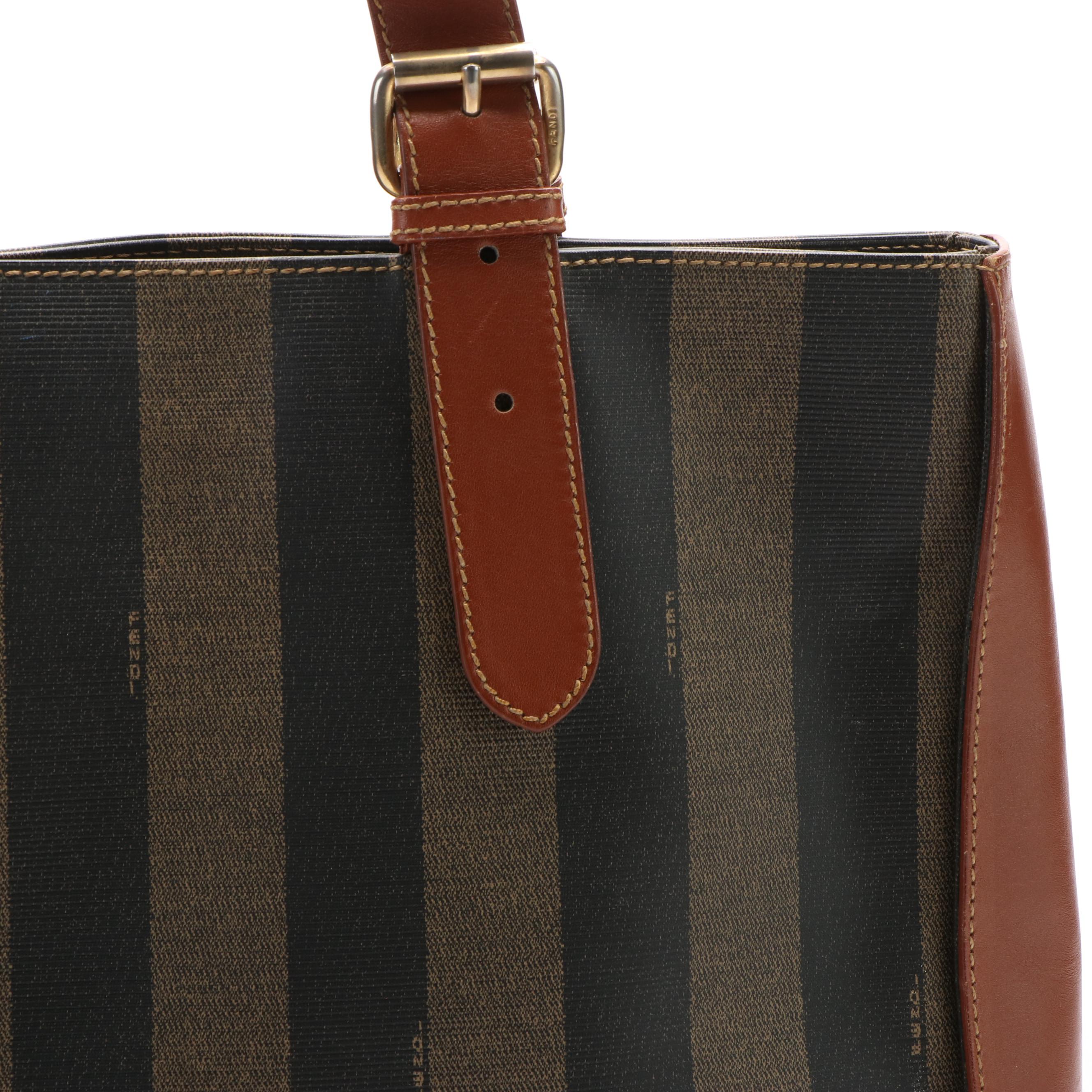 Fendi Pequin Stripe Canvas Tote Bag