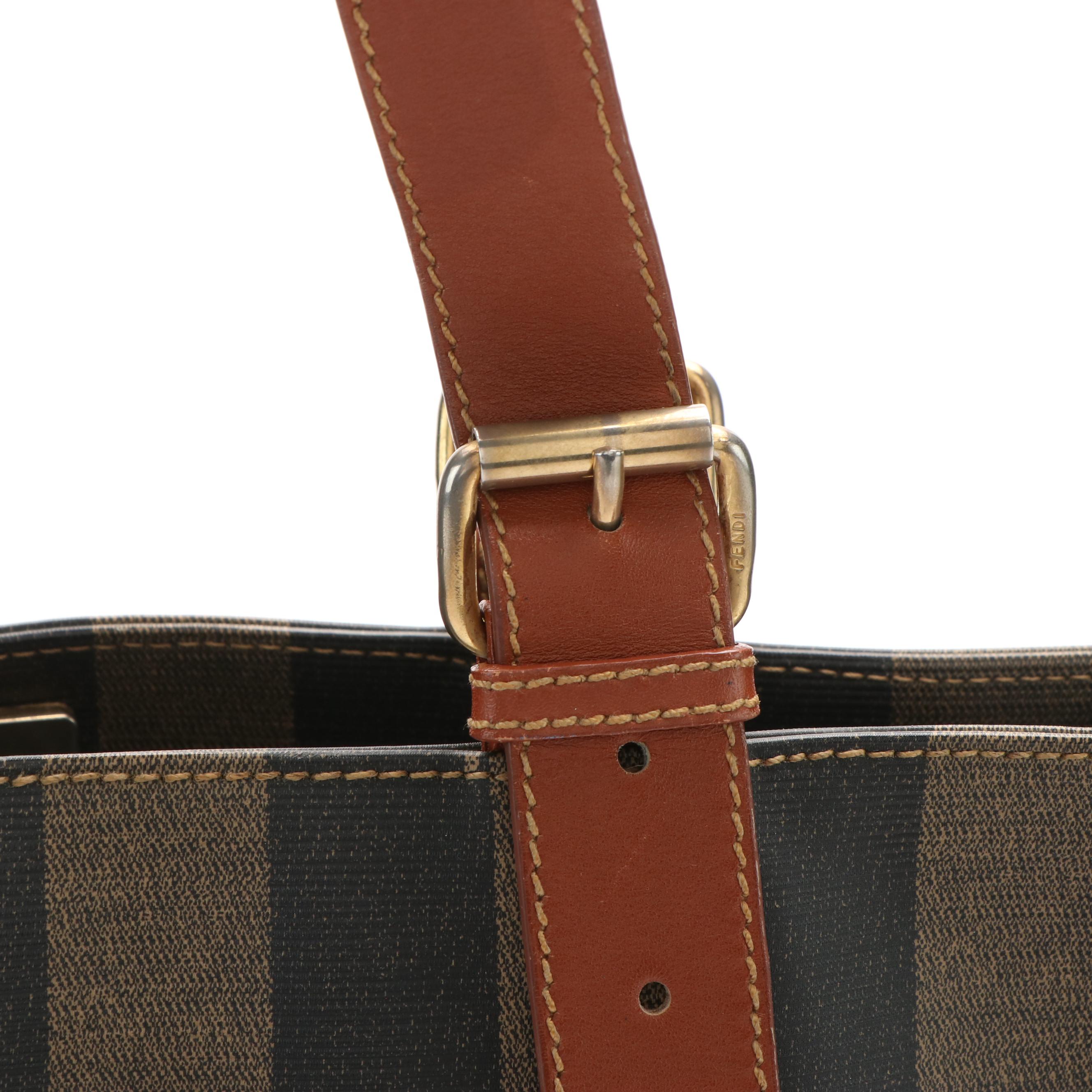 Fendi Pequin Stripe Canvas Tote Bag