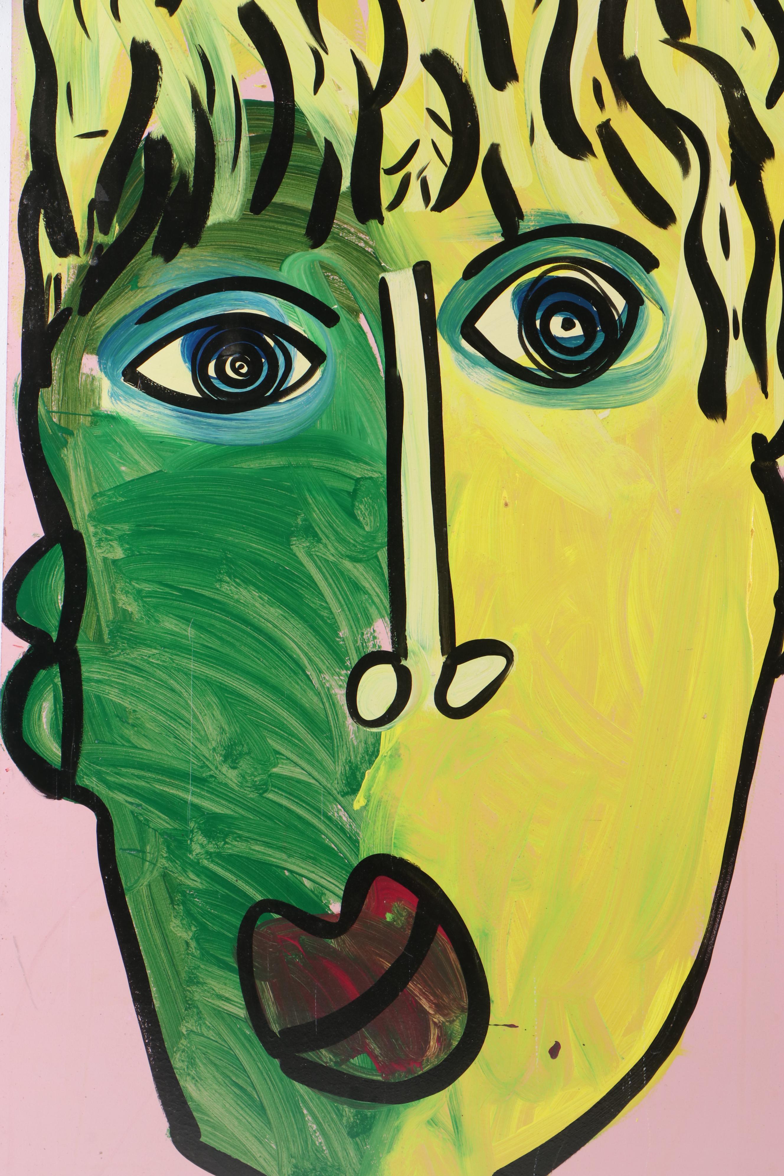 Peter Keil Large-Scale Abstract Portrait Acrylic Painting "Andy Warhol"