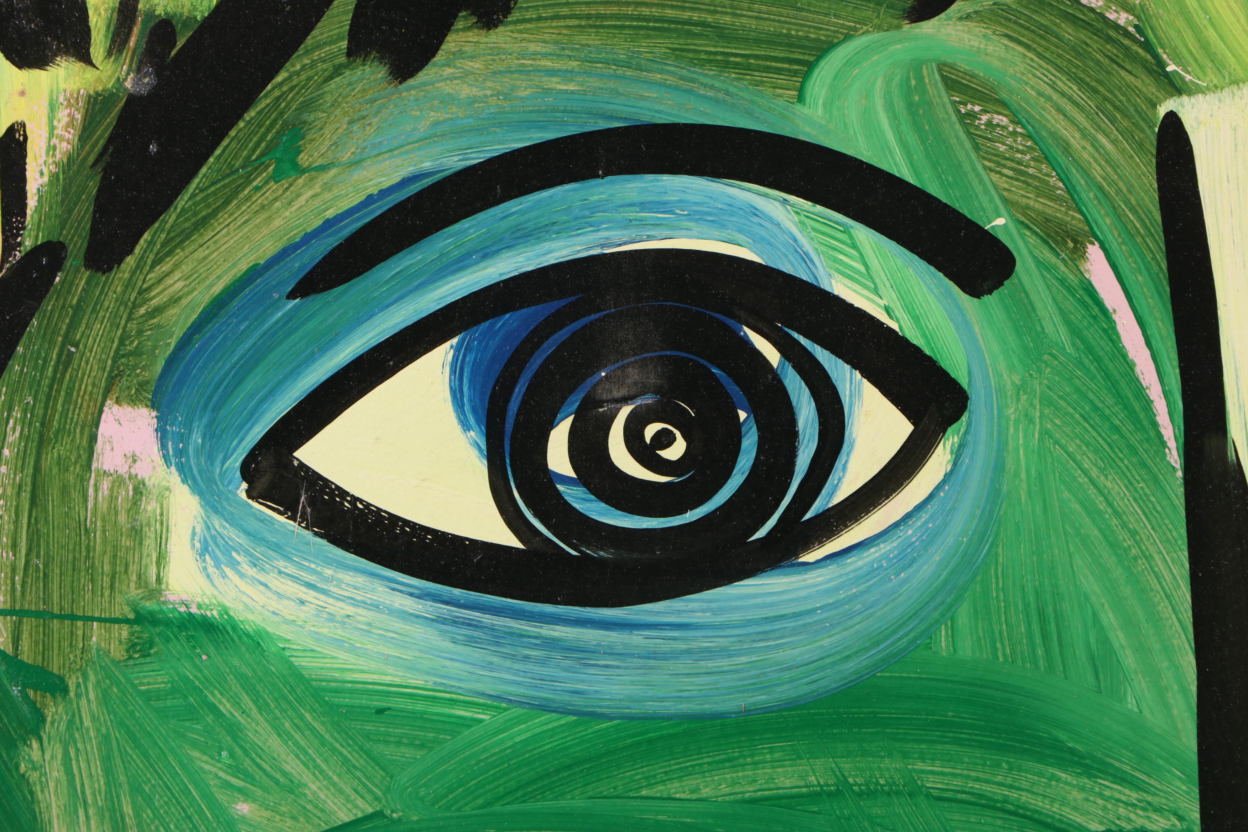 Peter Keil Large-Scale Abstract Portrait Acrylic Painting "Andy Warhol"