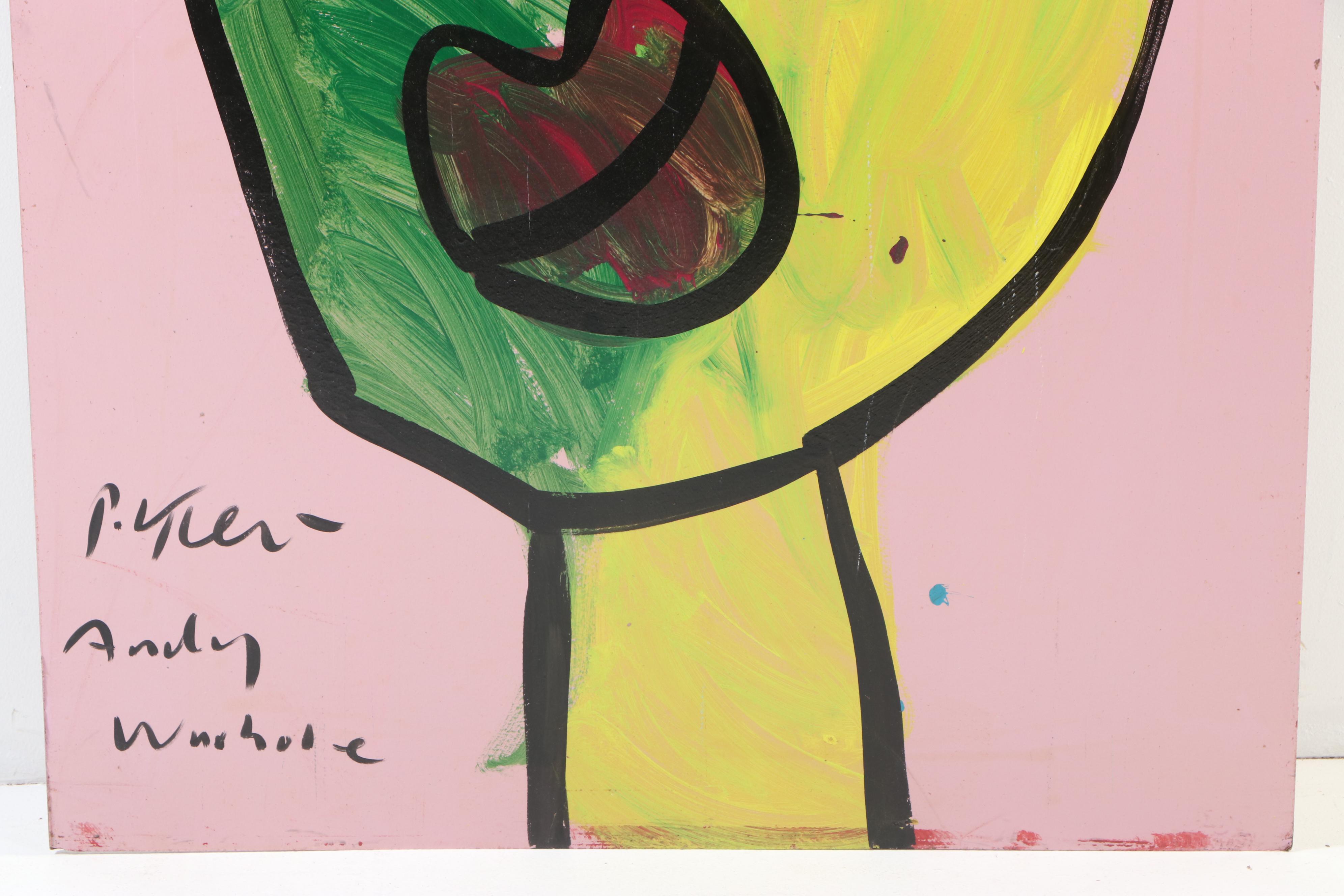 Peter Keil Large-Scale Abstract Portrait Acrylic Painting "Andy Warhol"