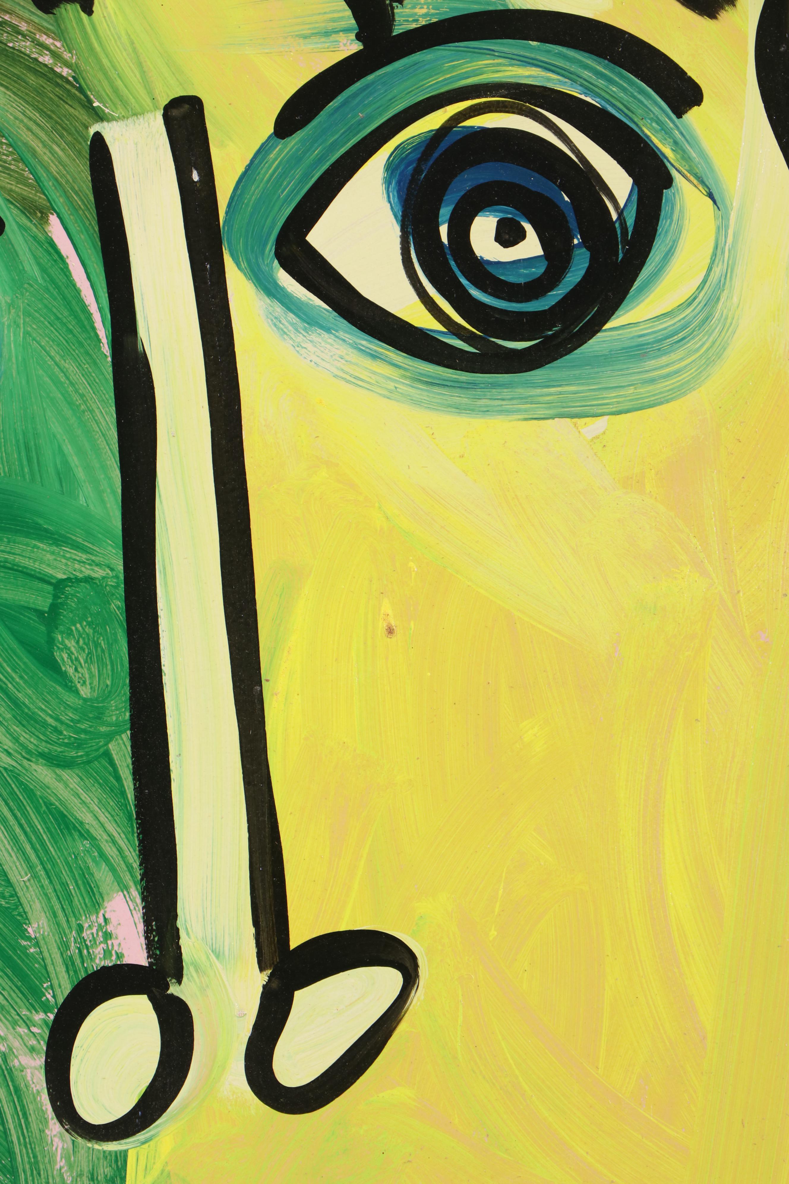 Peter Keil Large-Scale Abstract Portrait Acrylic Painting "Andy Warhol"