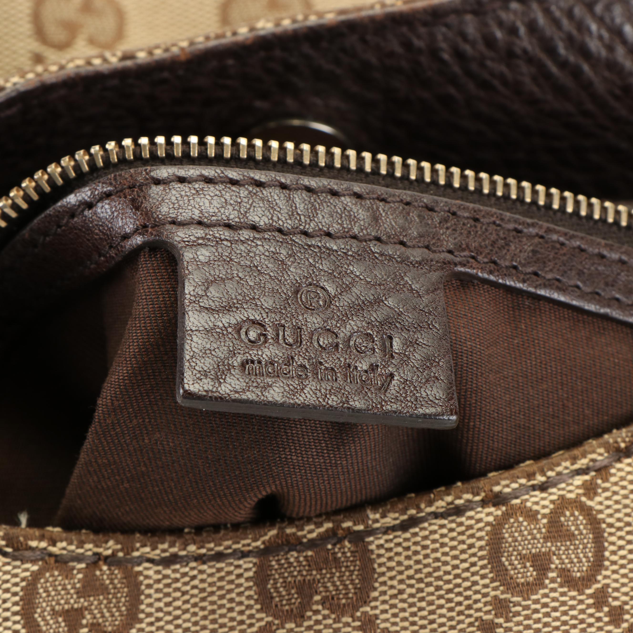 Gucci Charlotte Brown GG Canvas and Leather Shoulder Bag