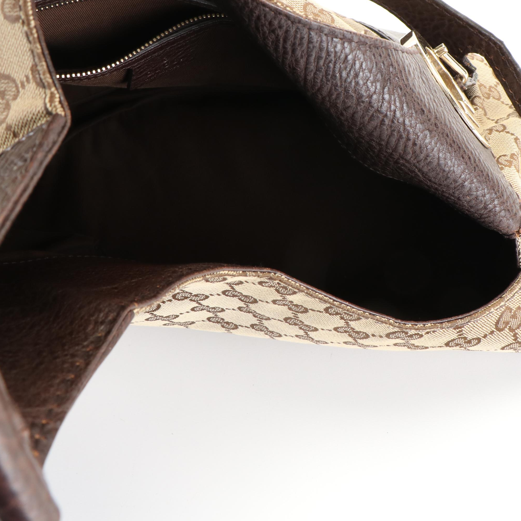 Gucci Charlotte Brown GG Canvas and Leather Shoulder Bag