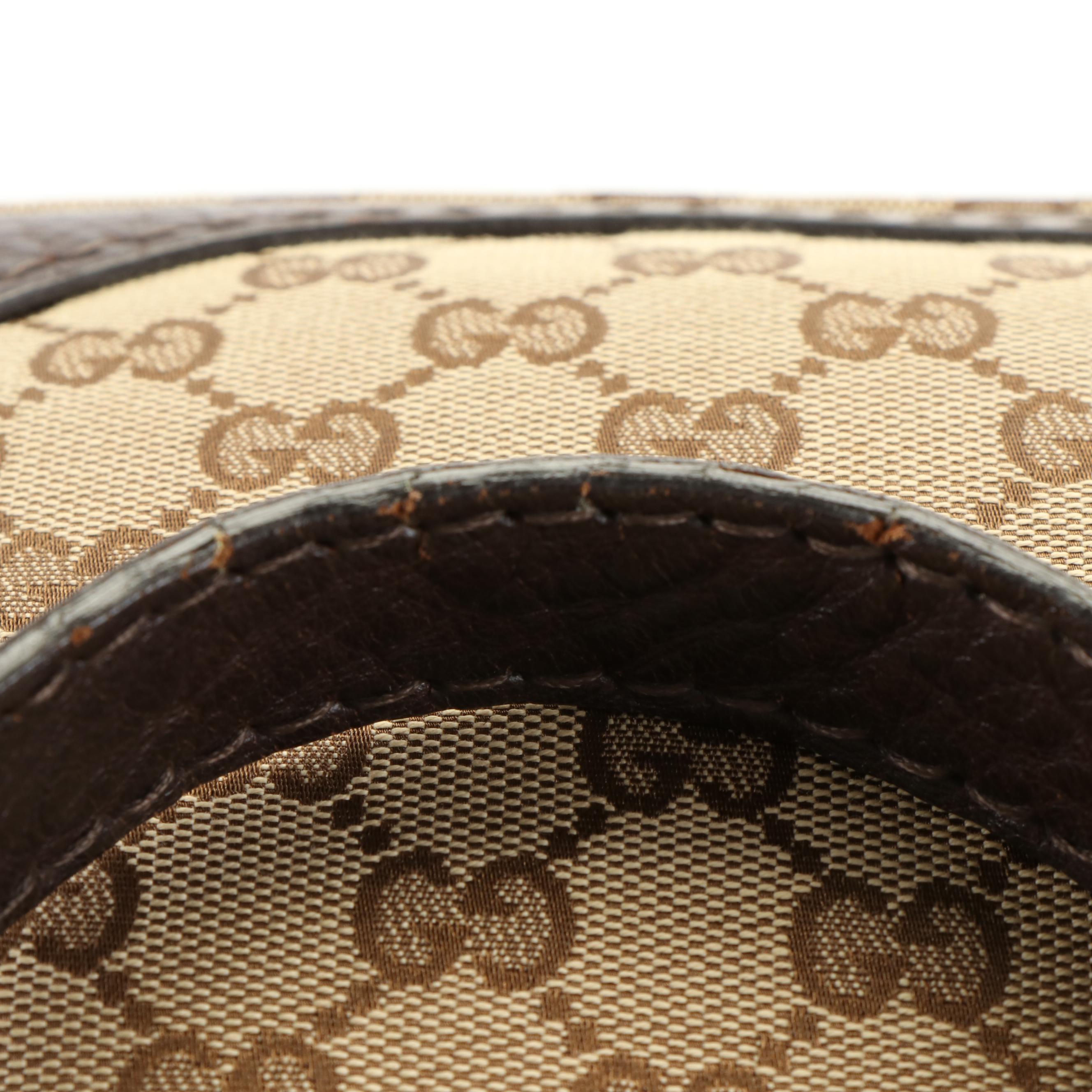 Gucci Charlotte Brown GG Canvas and Leather Shoulder Bag