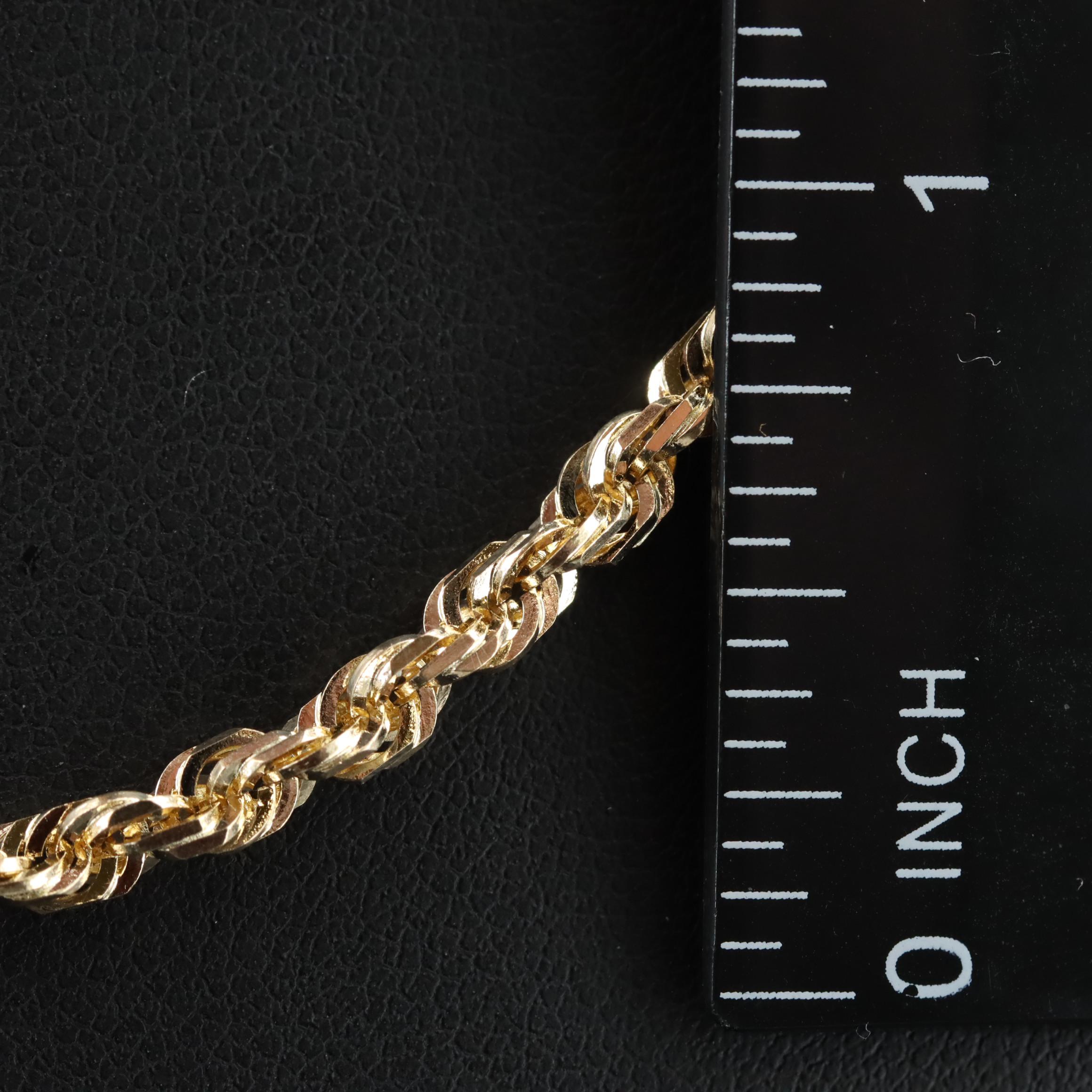 14K Diamond Cut Rope Chain