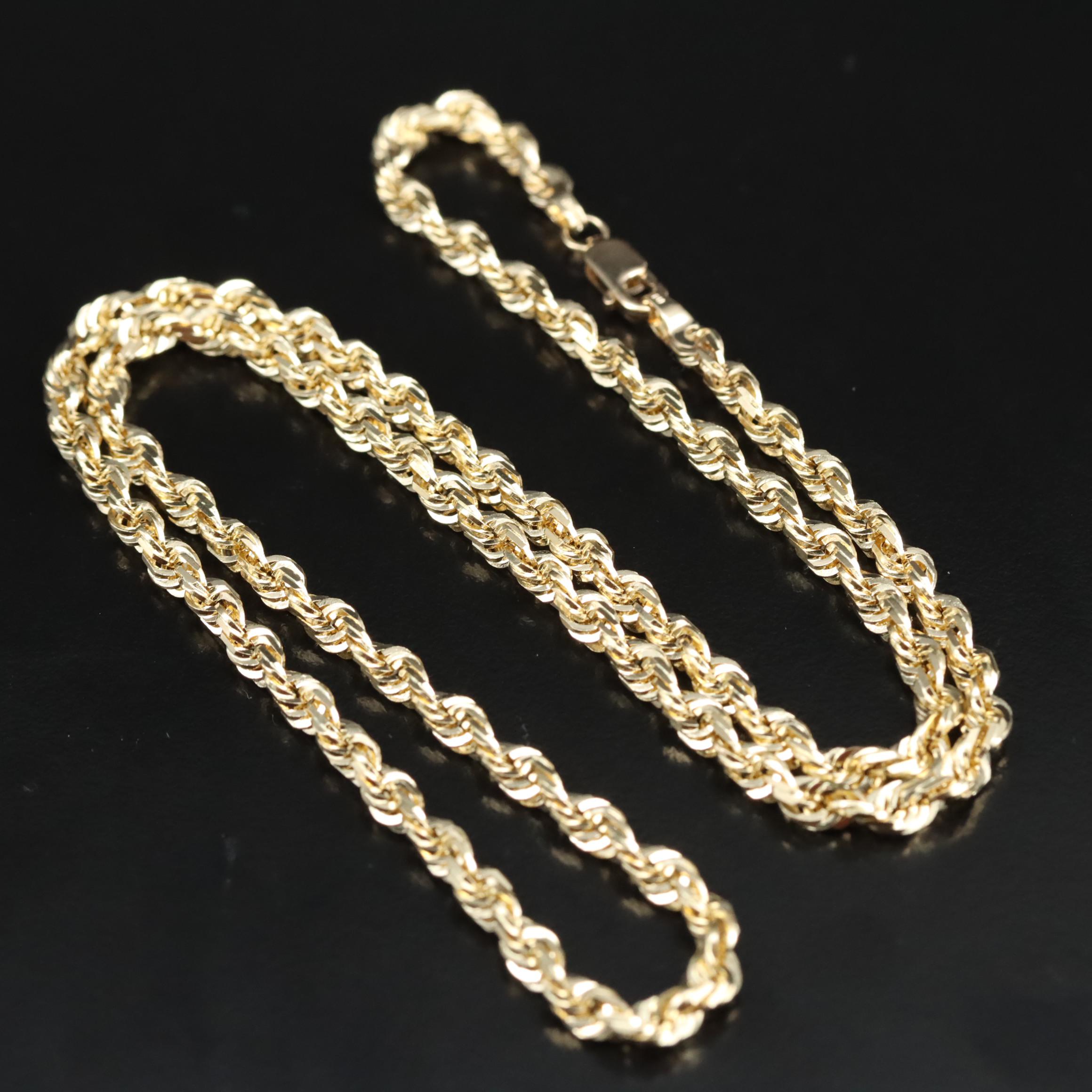 14K Diamond Cut Rope Chain