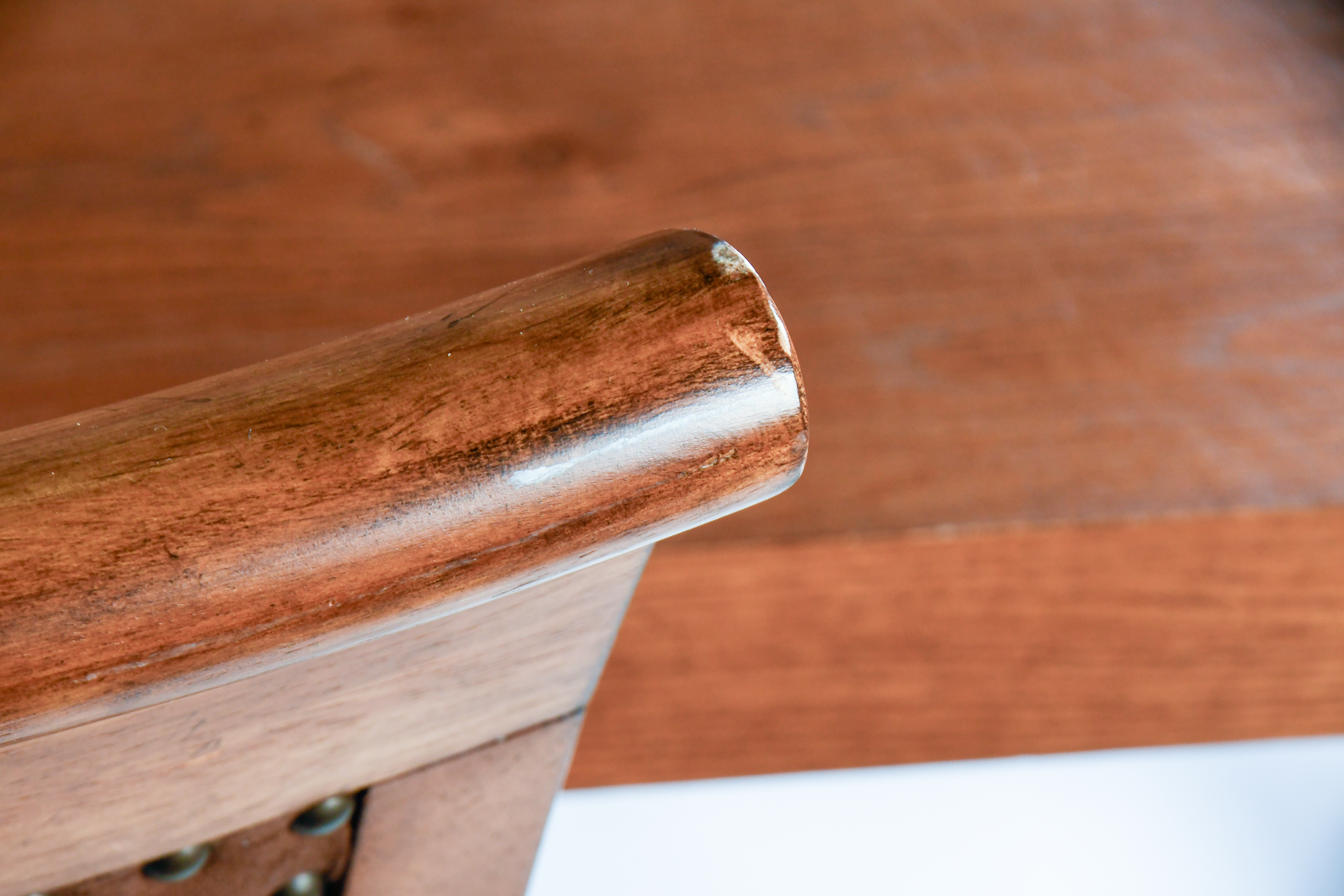 Lacquer Craft Oak Dining Table and Six Chairs