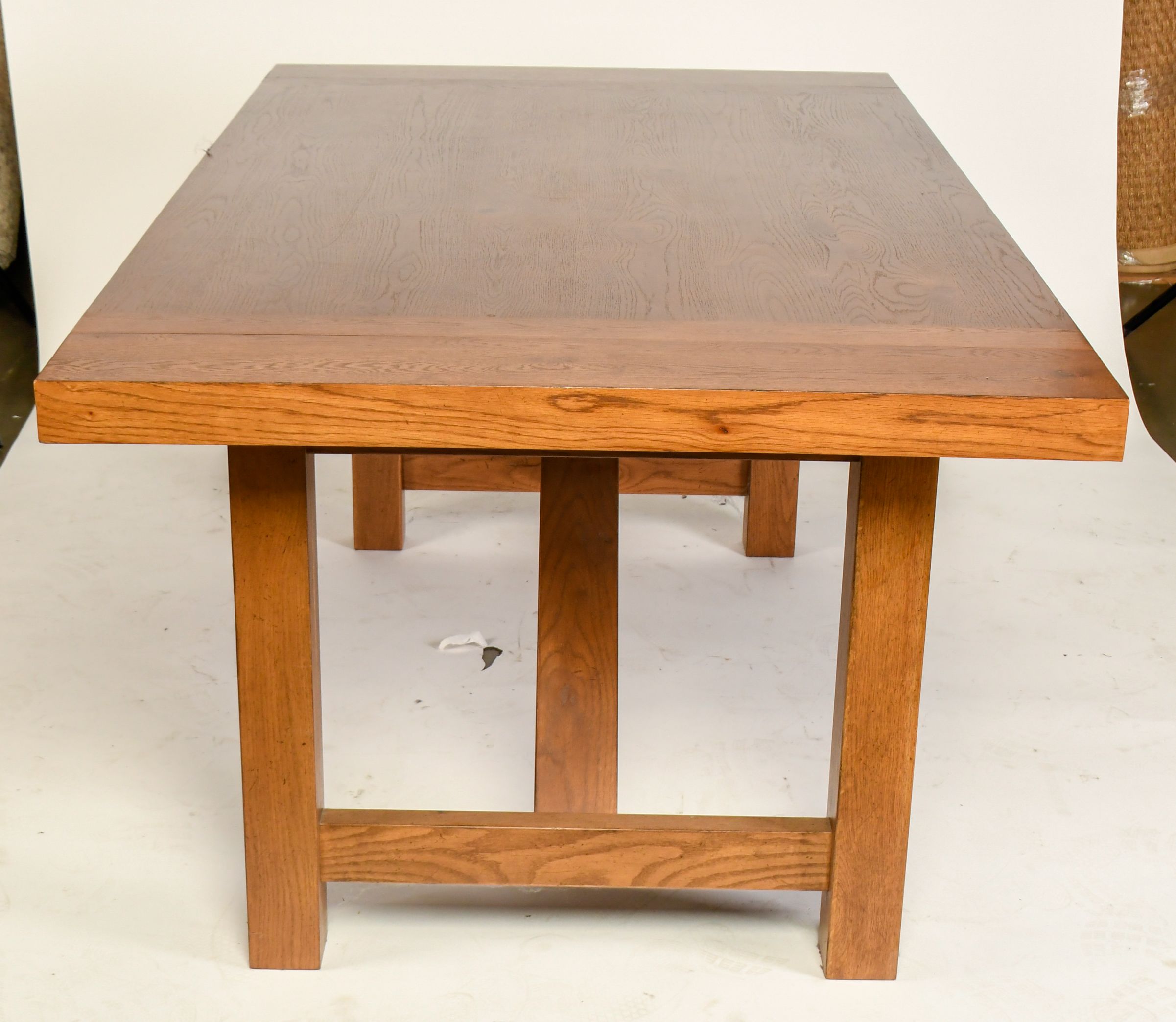 Lacquer Craft Oak Dining Table and Six Chairs