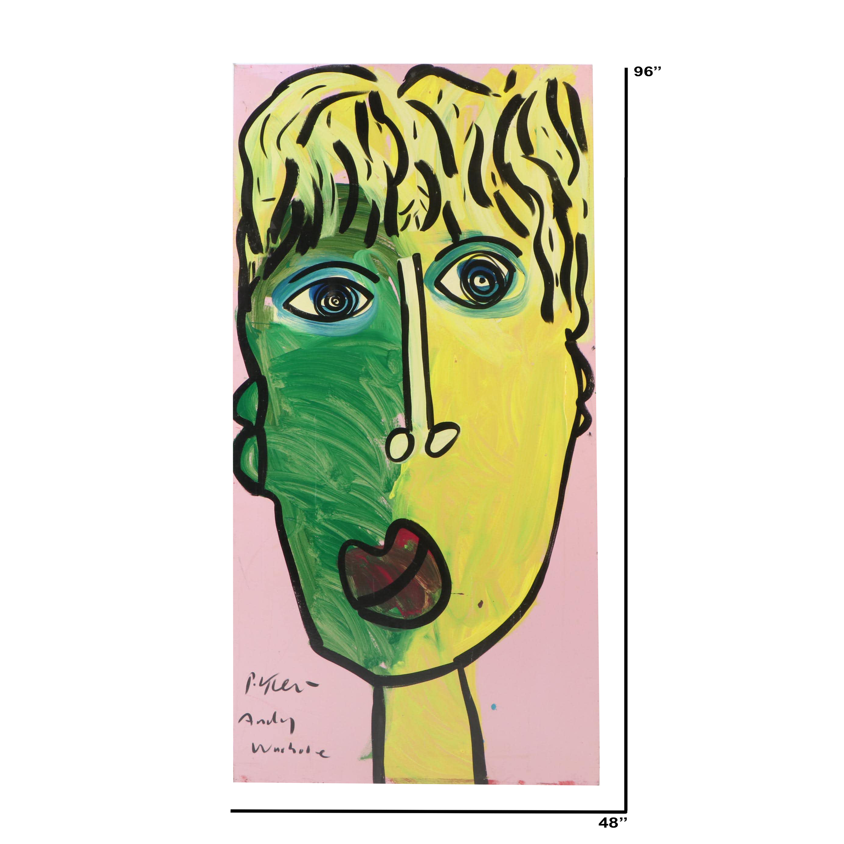 Peter Keil Large-Scale Abstract Portrait Acrylic Painting "Andy Warhol"