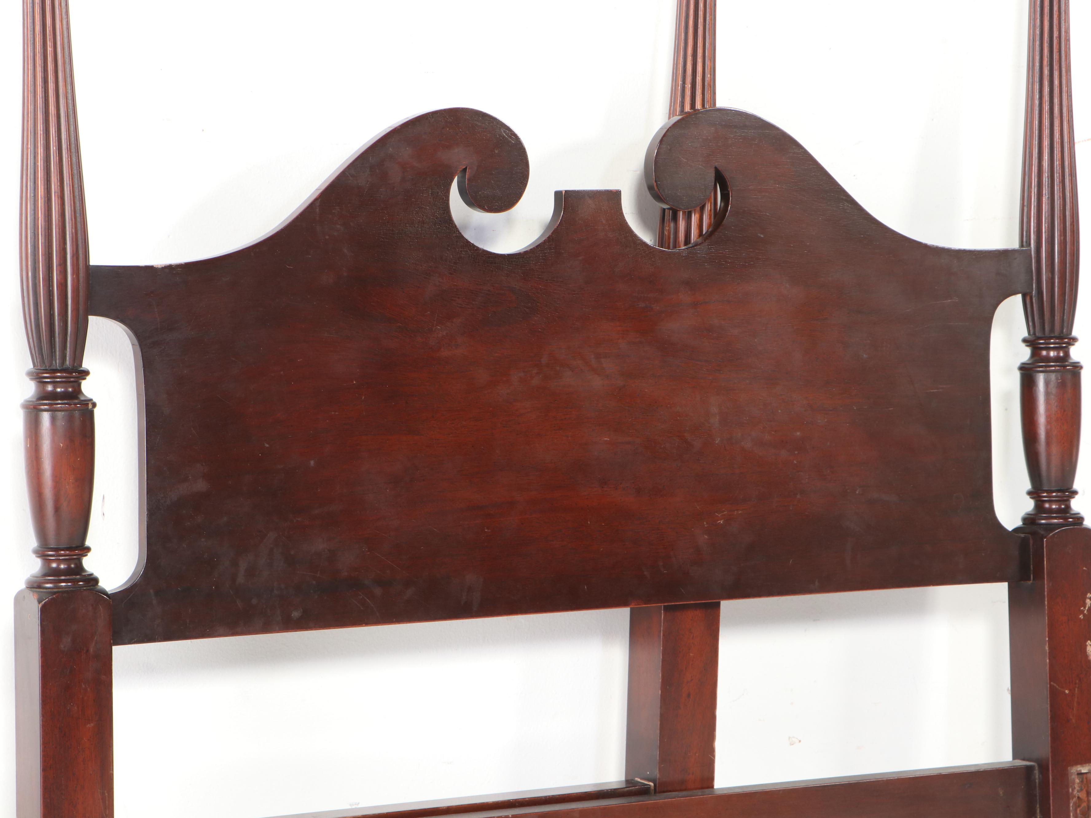 Pair of Federal Style Mahogany Twin Size Four-Poster Beds