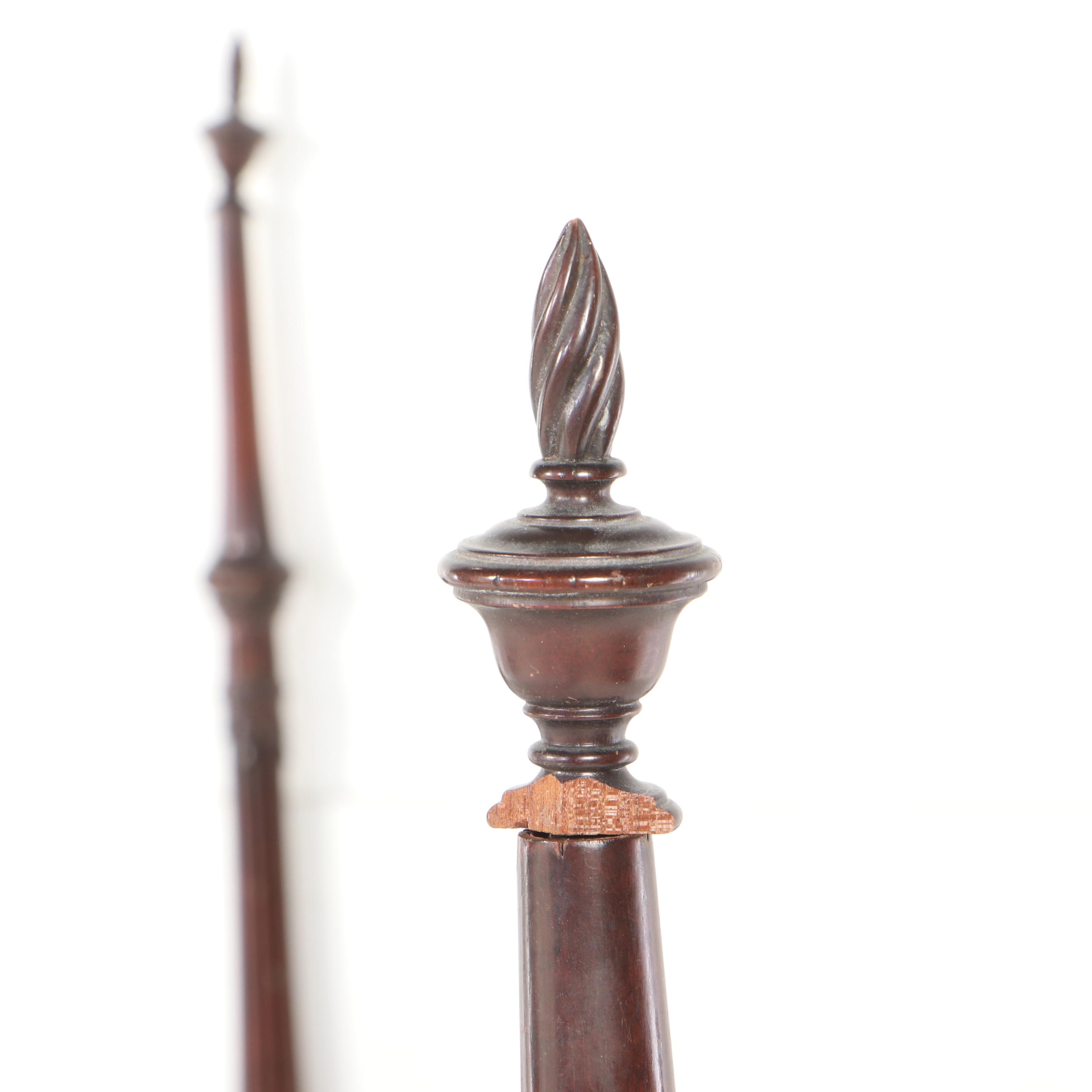 Pair of Federal Style Mahogany Twin Size Four-Poster Beds