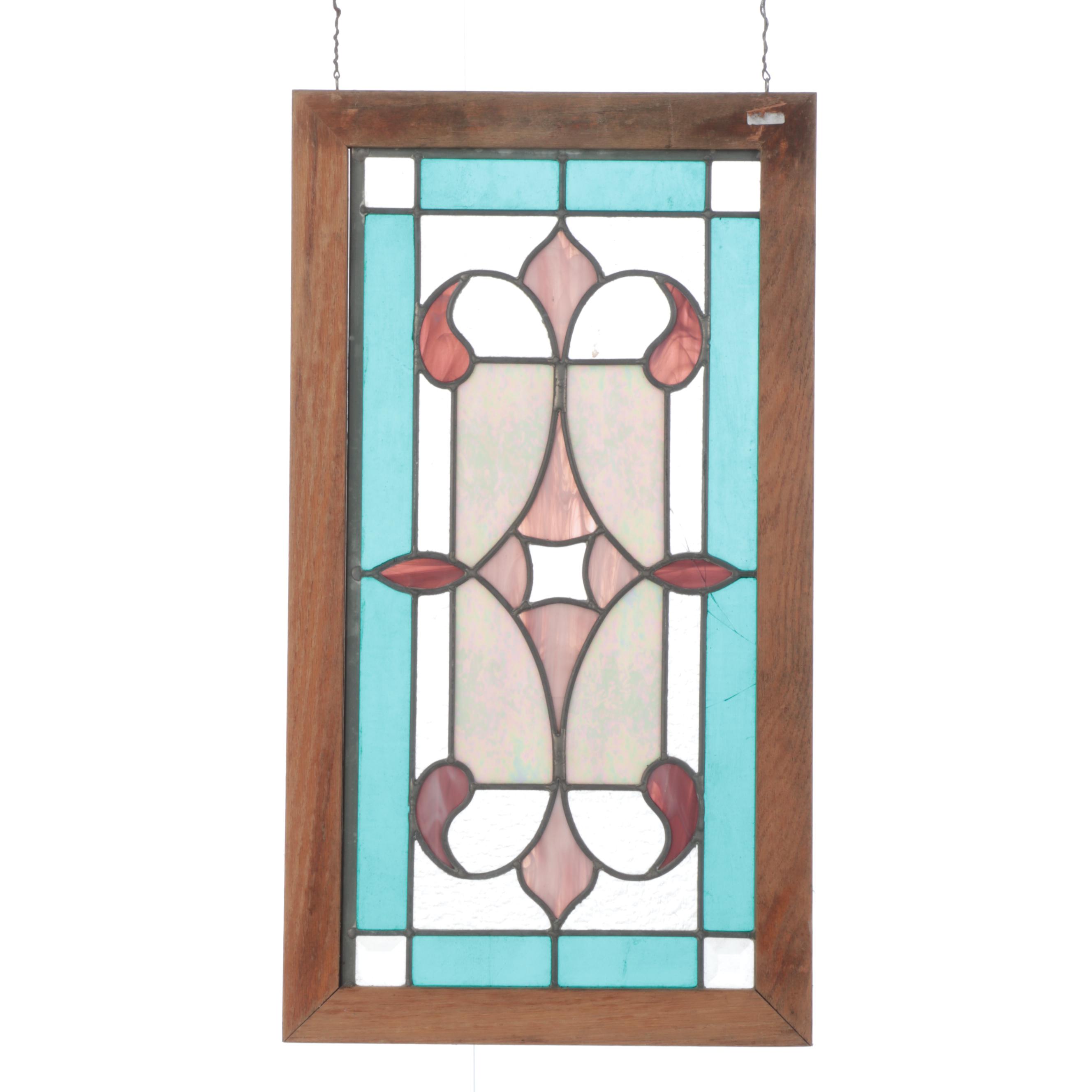 Arts and Crafts Style Stained Glass Window Panel