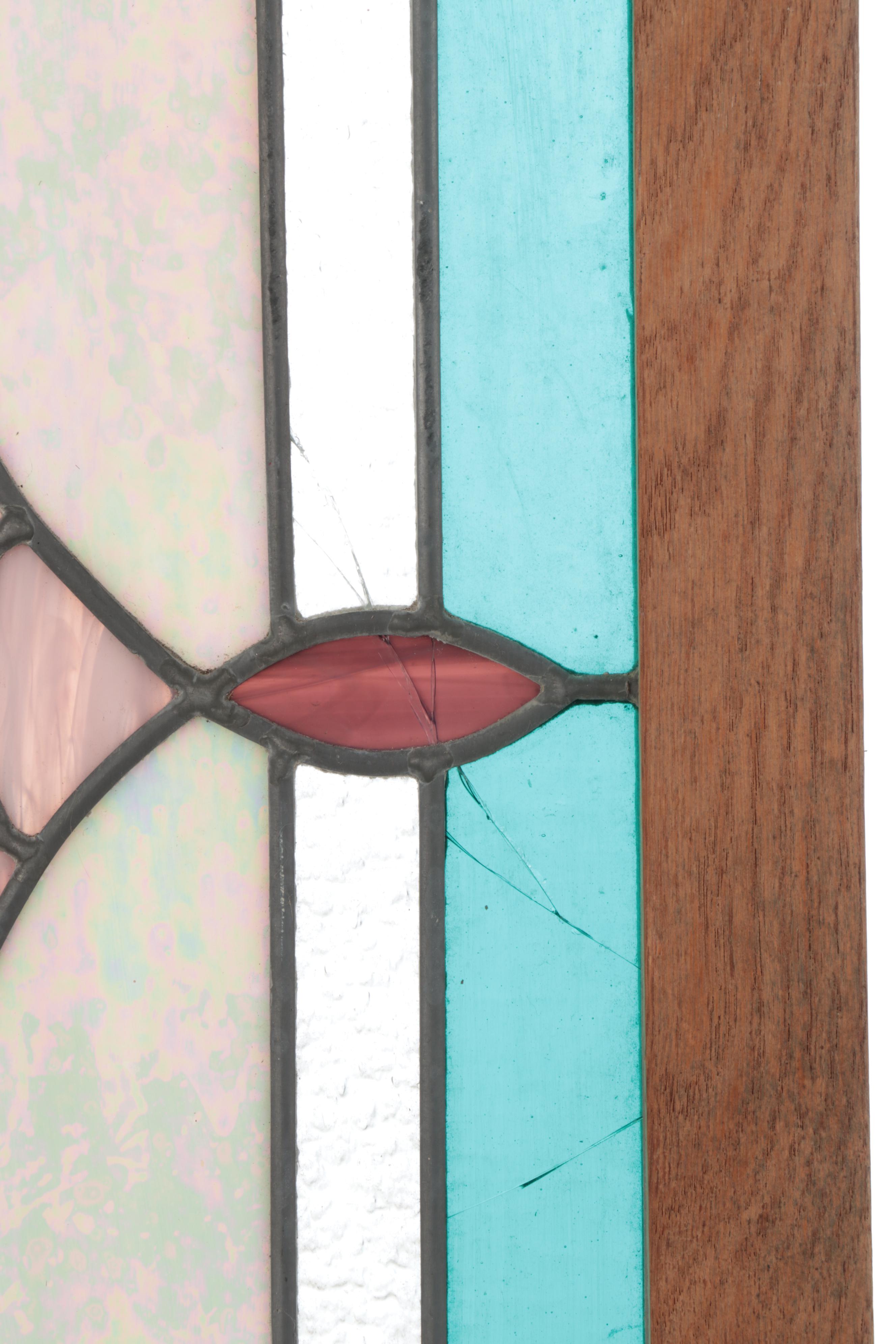 Arts and Crafts Style Stained Glass Window Panel