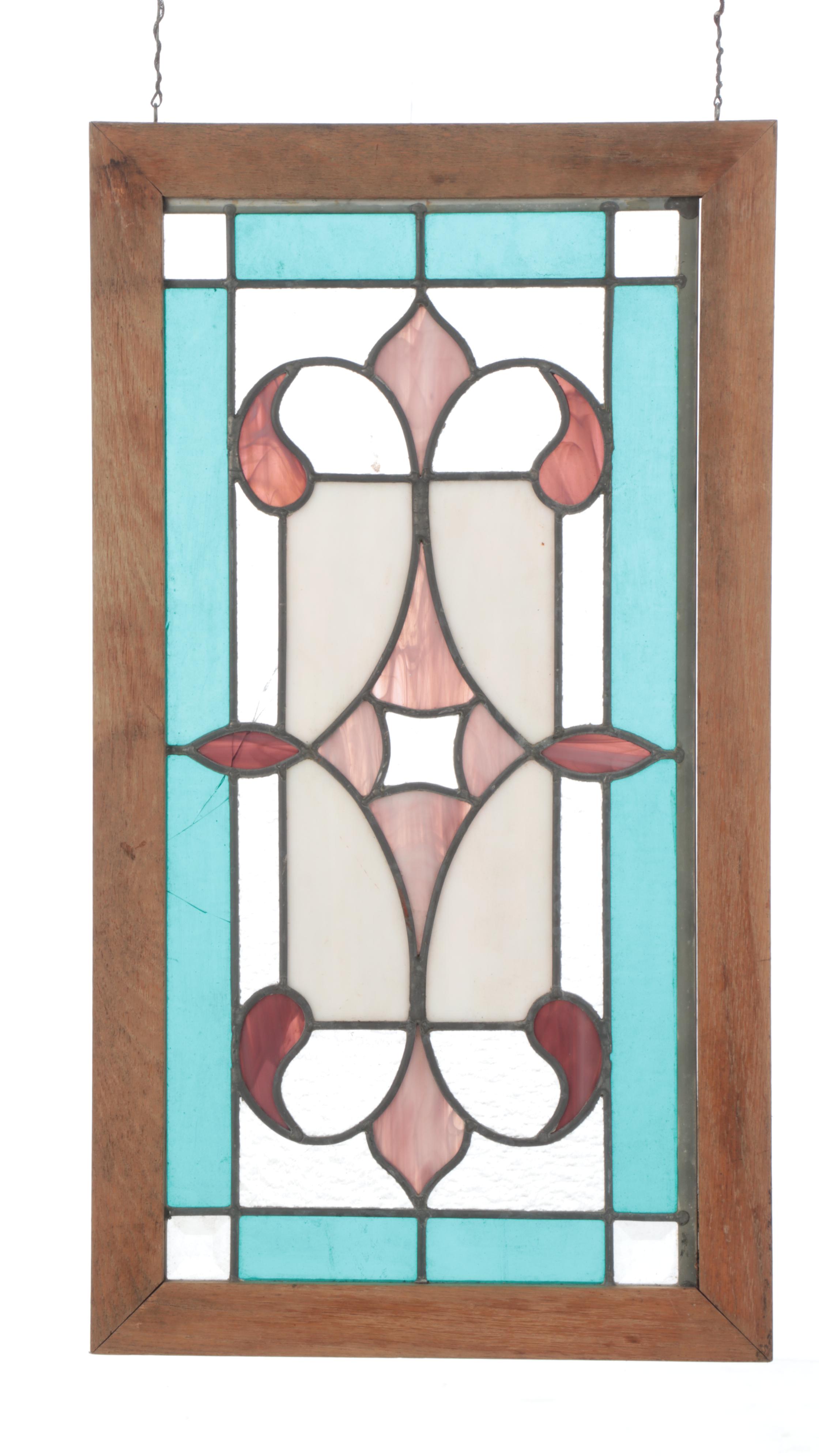 Arts and Crafts Style Stained Glass Window Panel