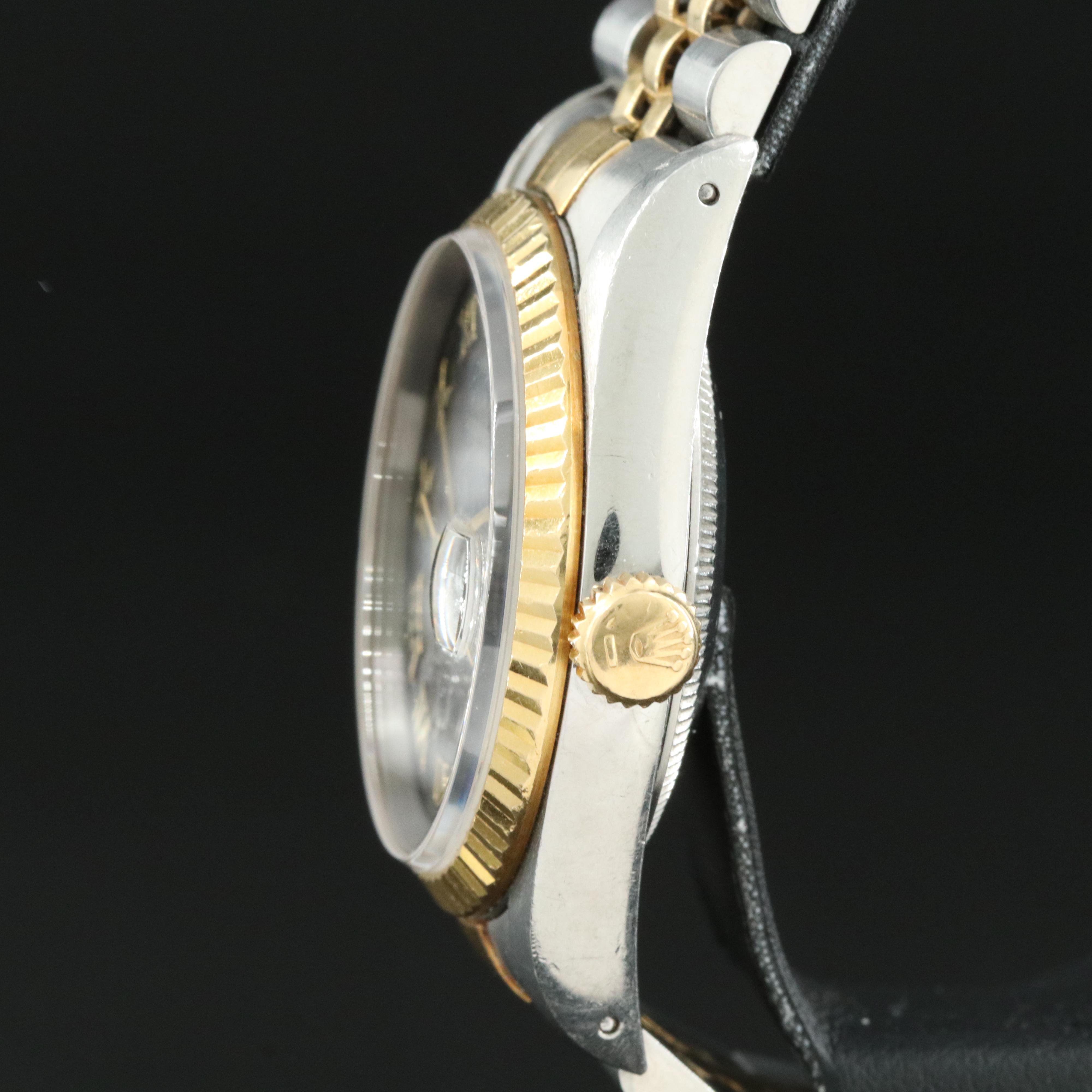 1991 Rolex Black Pyramid Roman Dial Datejust Watch