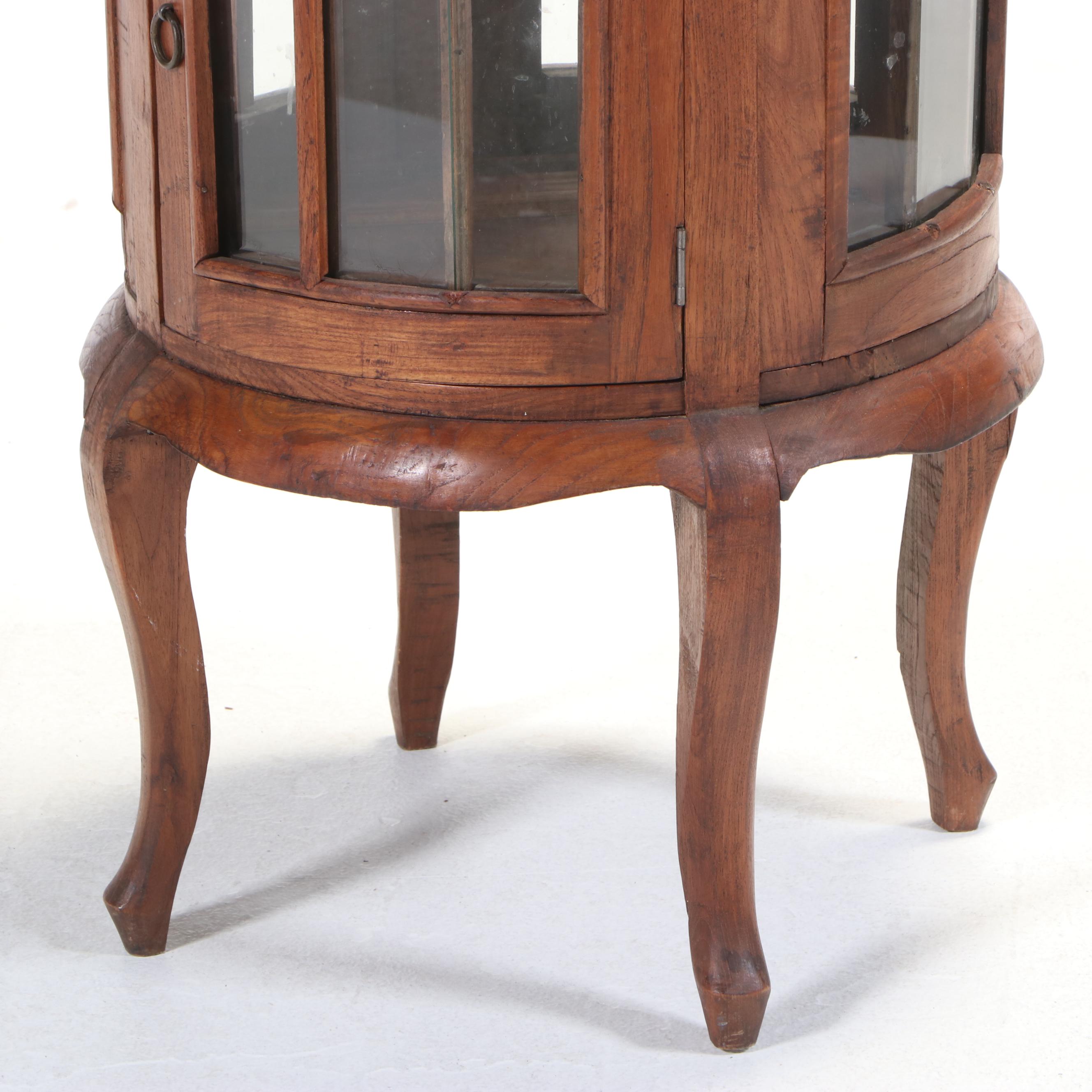 Louis XV Style Hardwood Tray-Top Vitrine Side Table, Late 20th Century