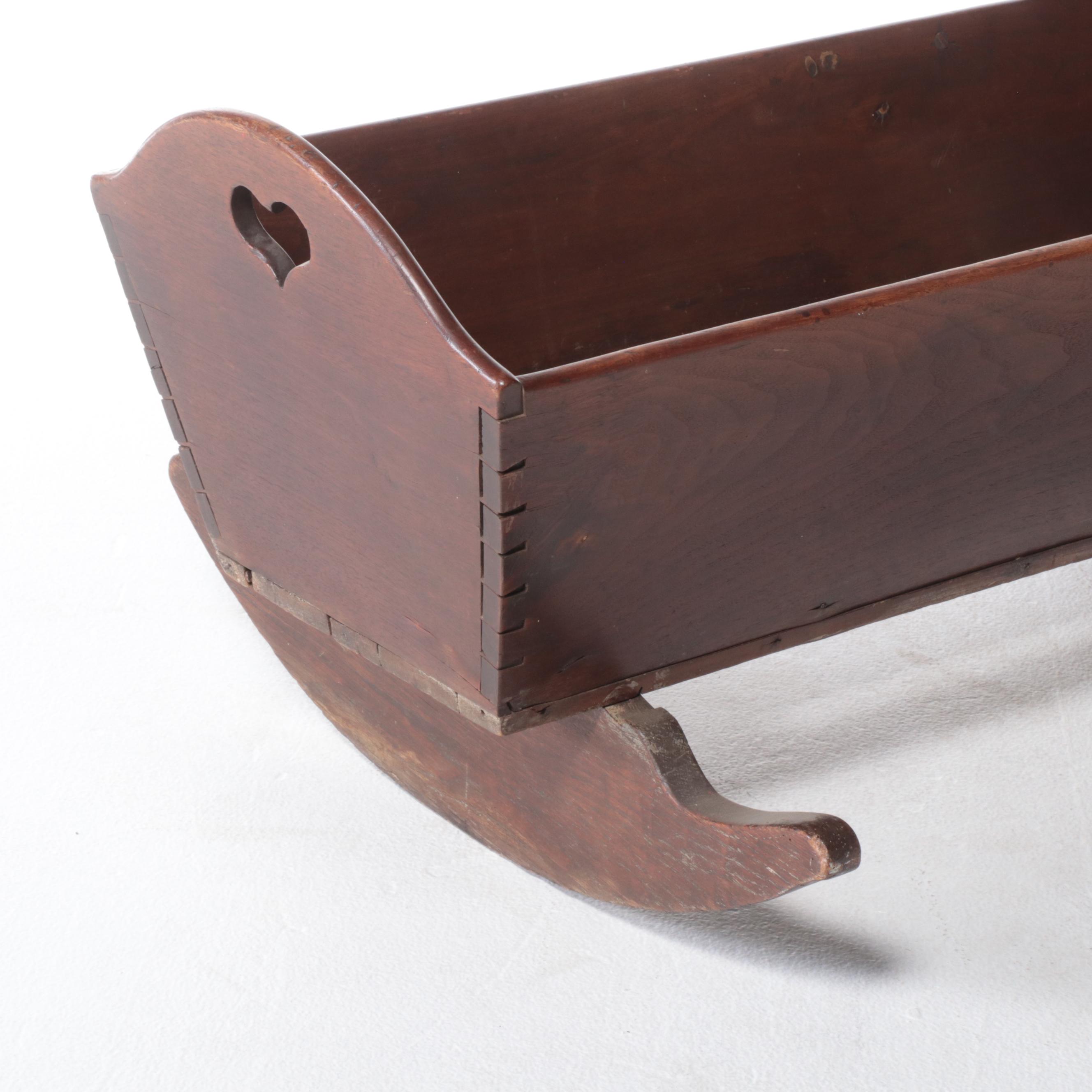 American Primitive Walnut Cradle, 19th Century