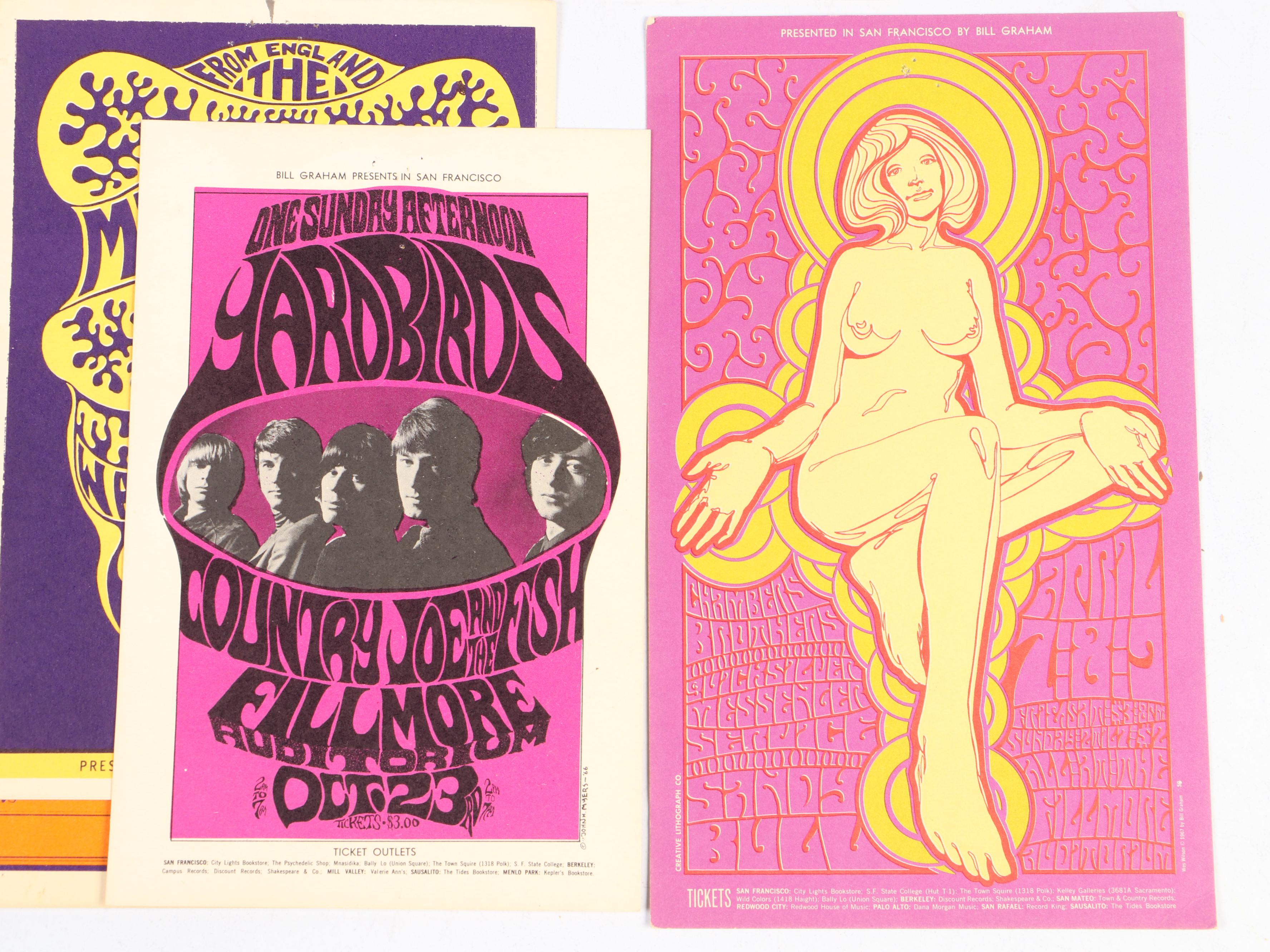 Fillmore Auditorium Concert Event Postcards, 1960s-1970s