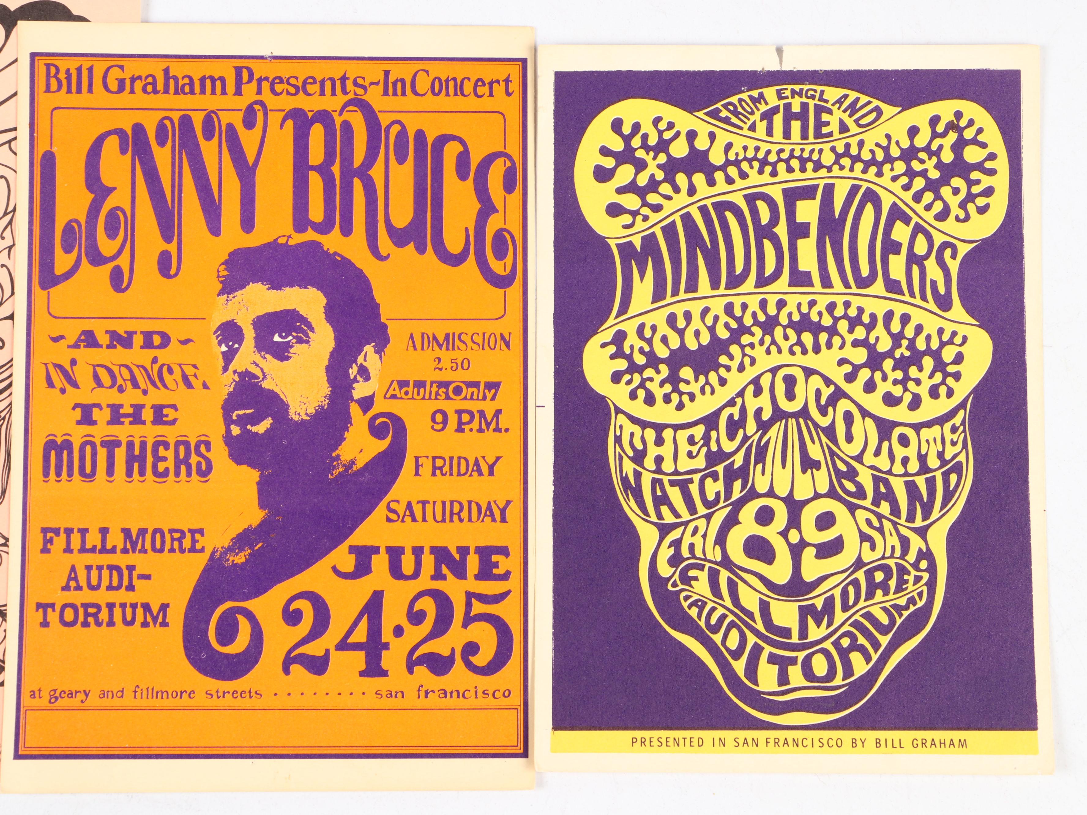 Fillmore Auditorium Concert Event Postcards, 1960s-1970s