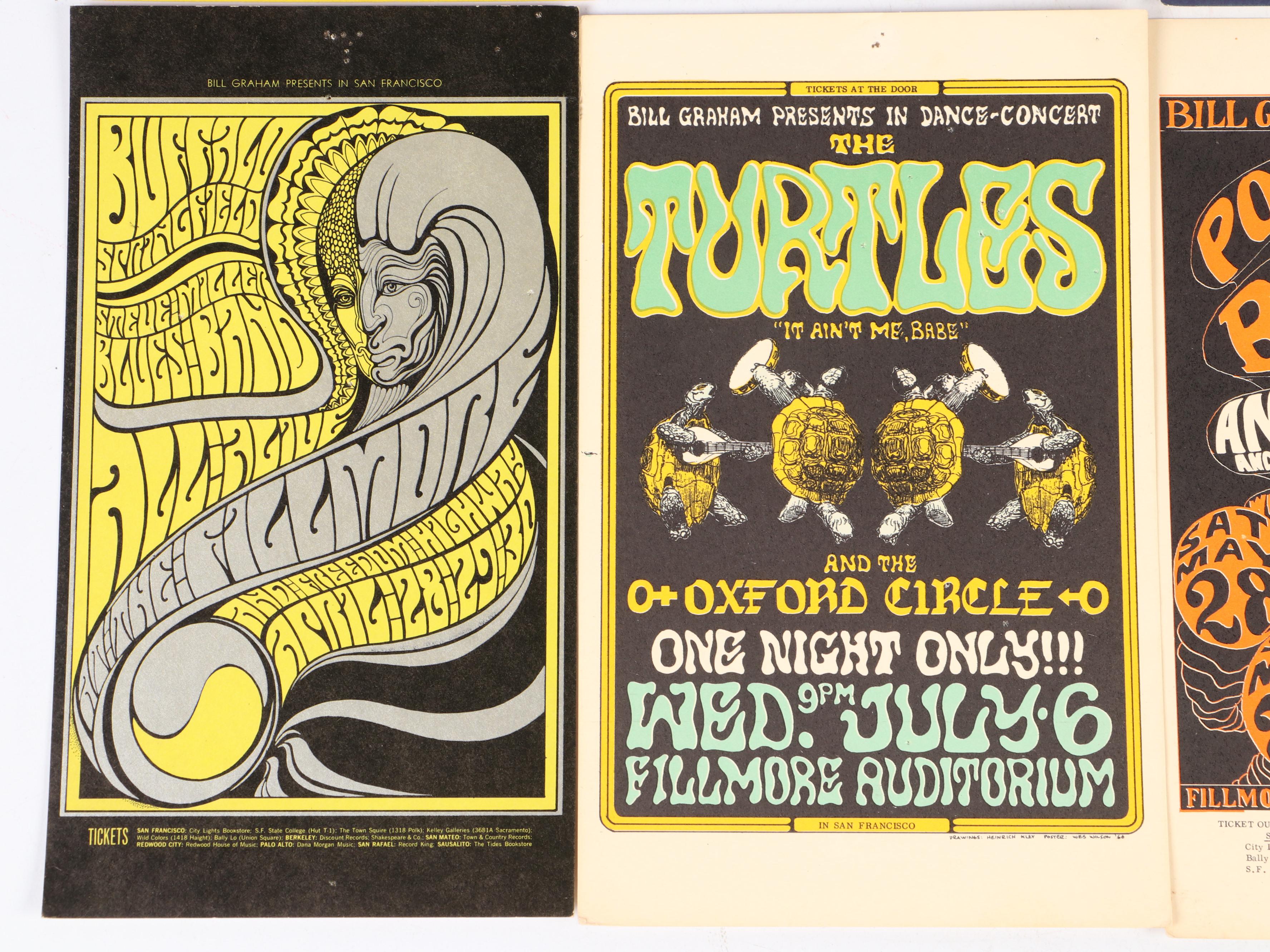 Fillmore Auditorium Concert Event Postcards, 1960s-1970s