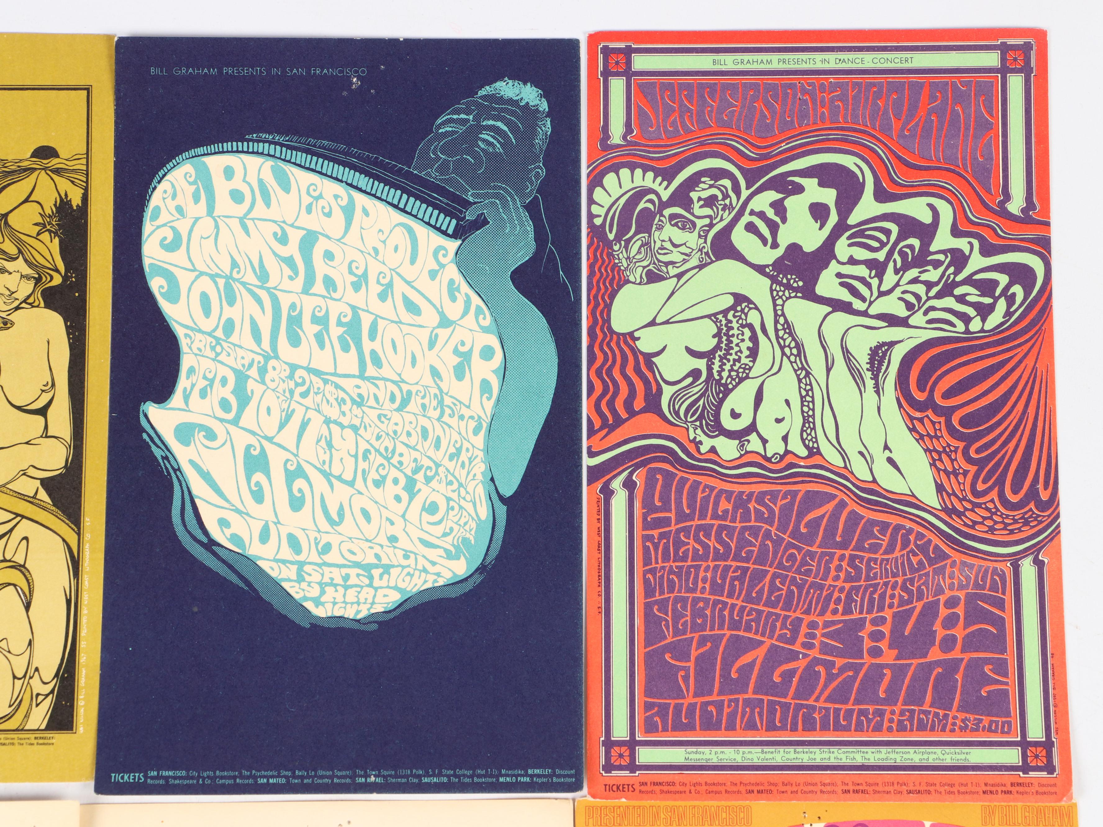 Fillmore Auditorium Concert Event Postcards, 1960s-1970s