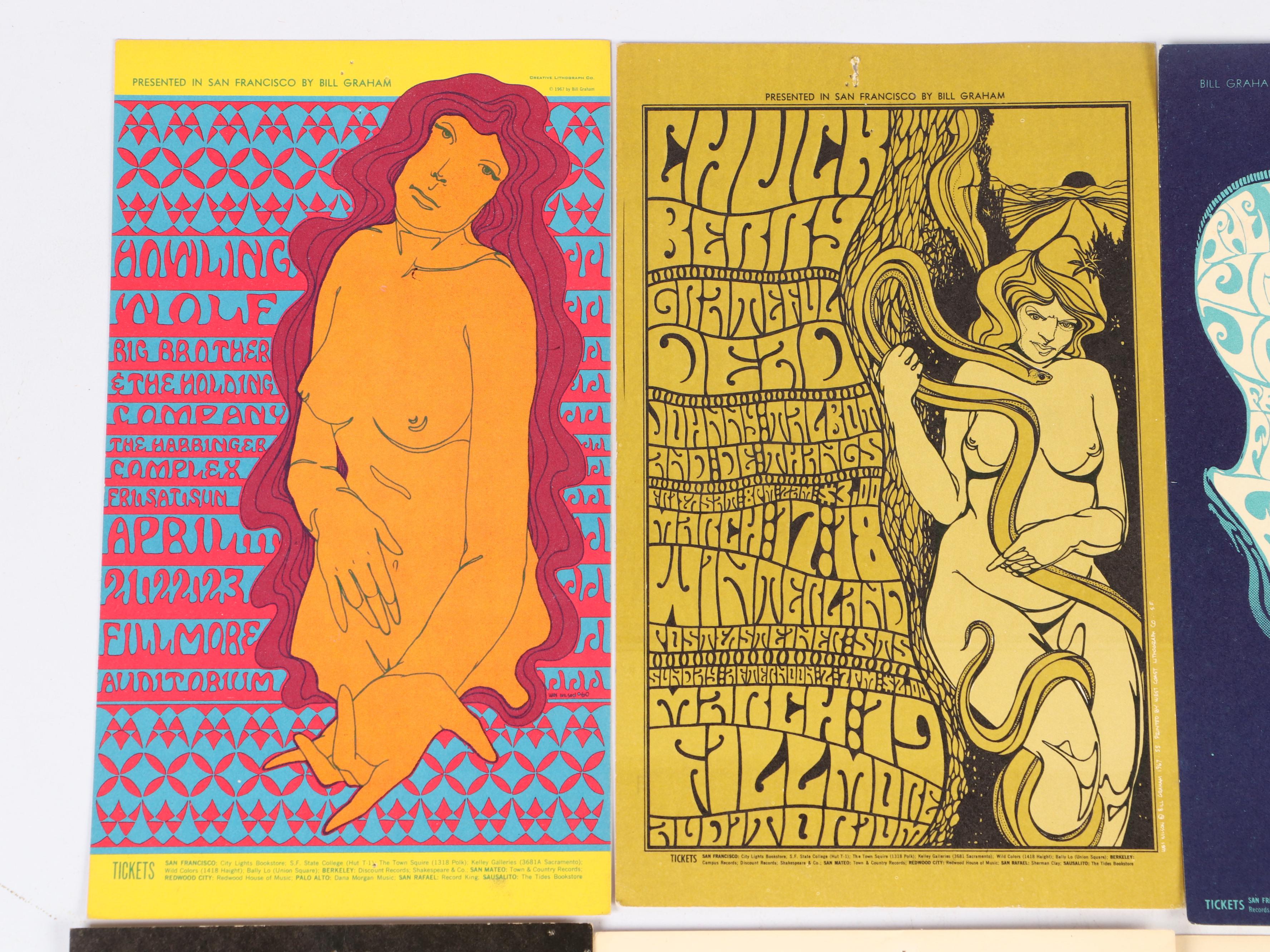 Fillmore Auditorium Concert Event Postcards, 1960s-1970s