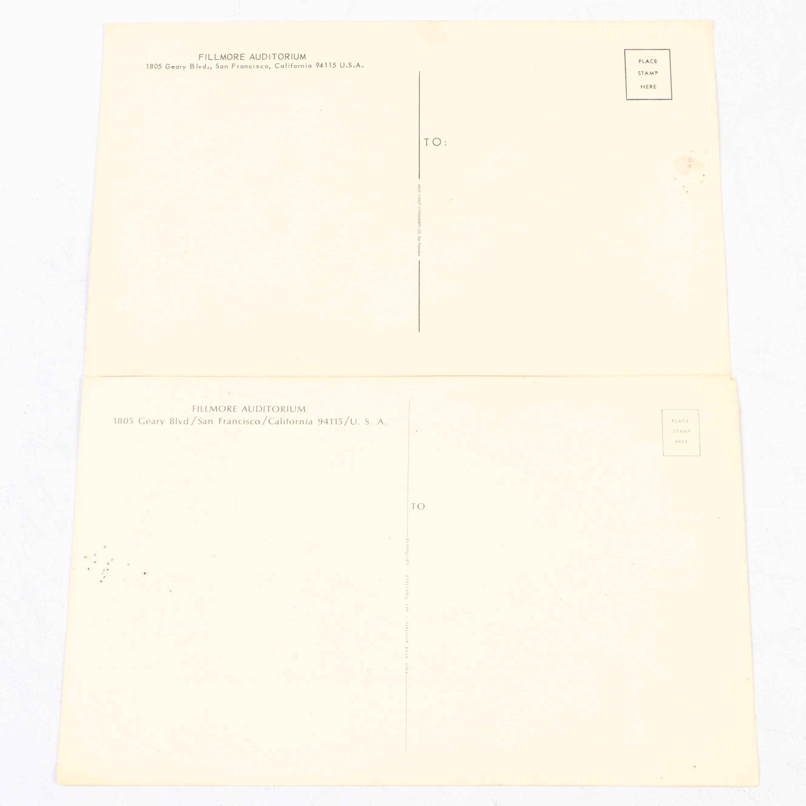 Fillmore Auditorium Concert Event Postcards, 1960s-1970s