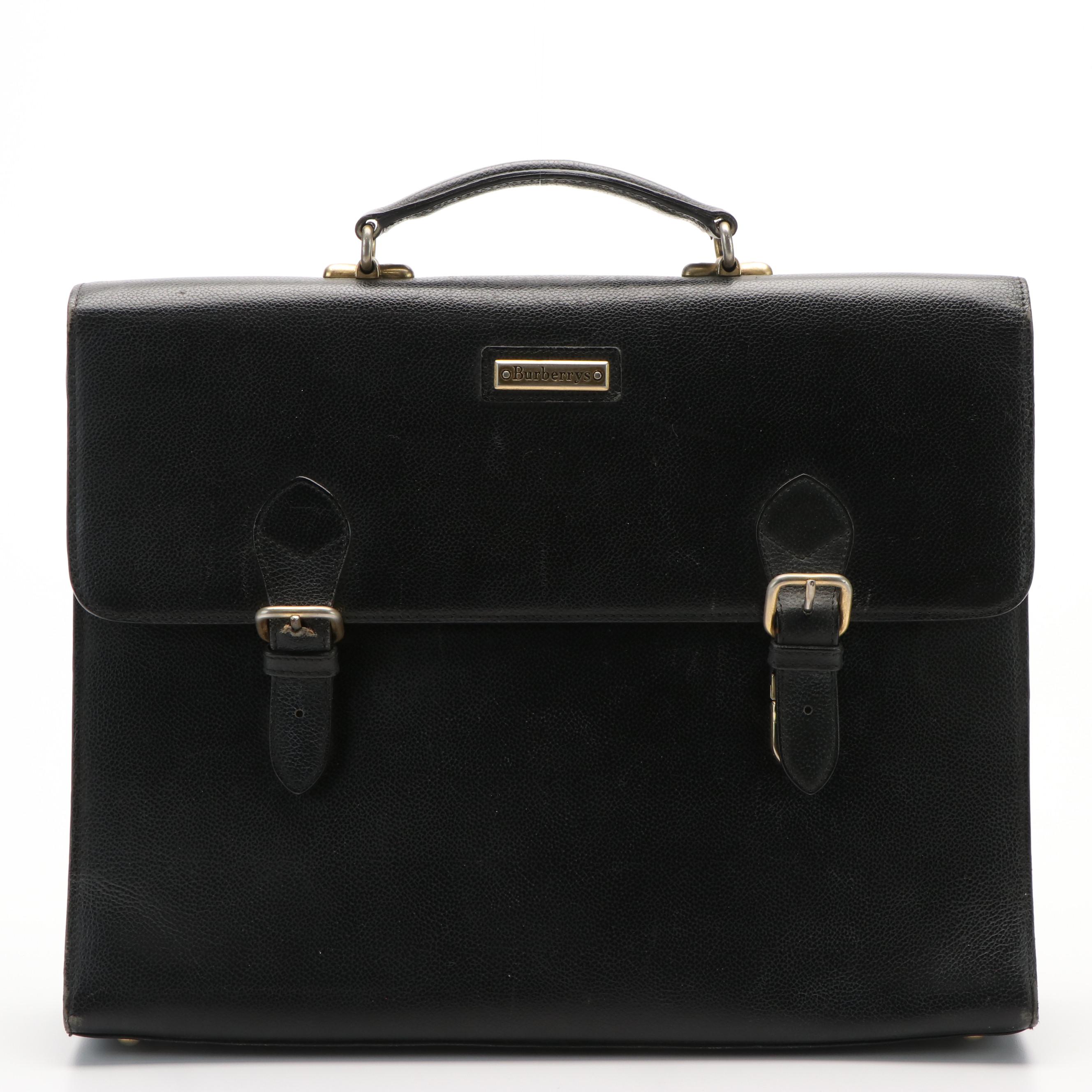 Burberrys  Black Leather and Haymarket Check Briefcase