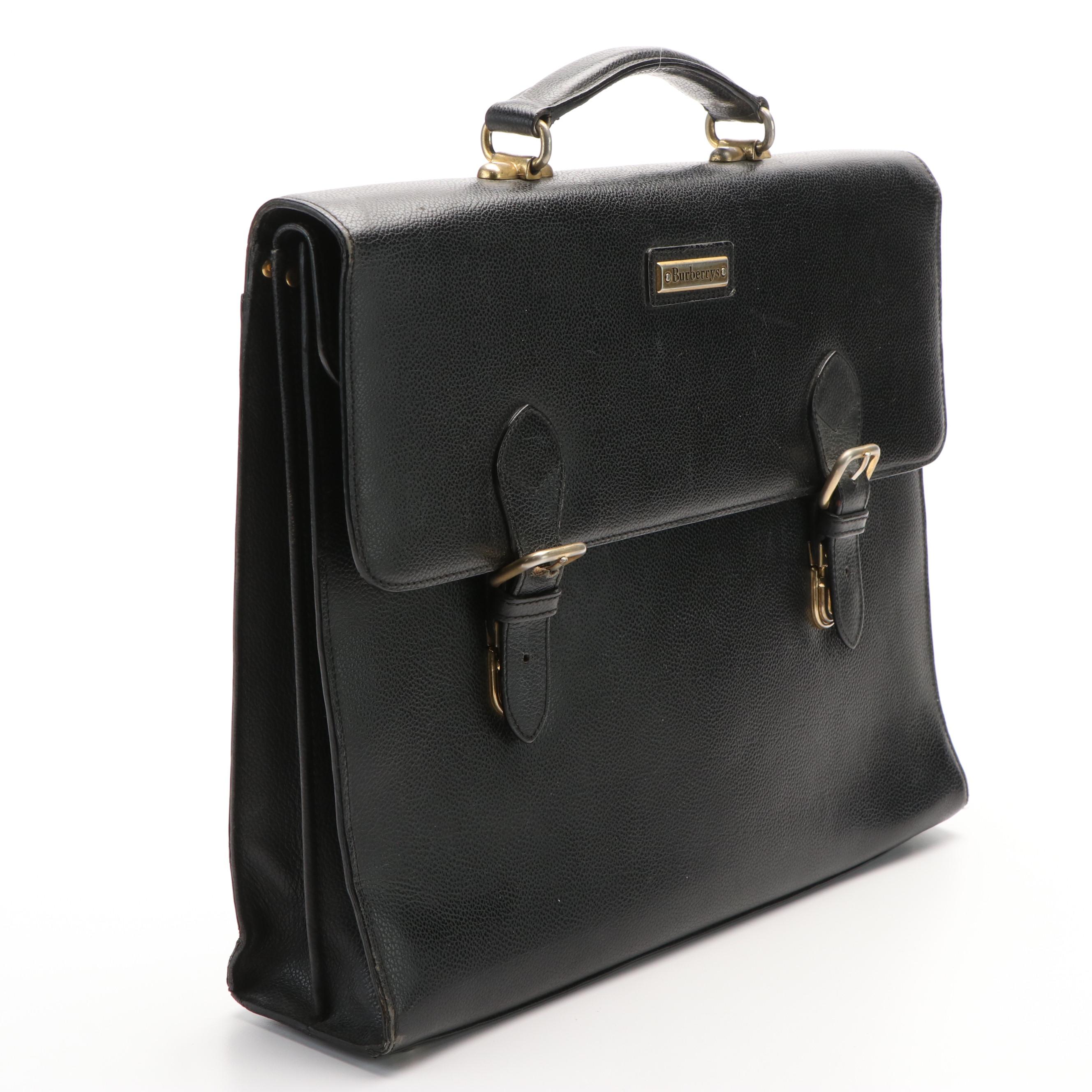 Burberrys  Black Leather and Haymarket Check Briefcase