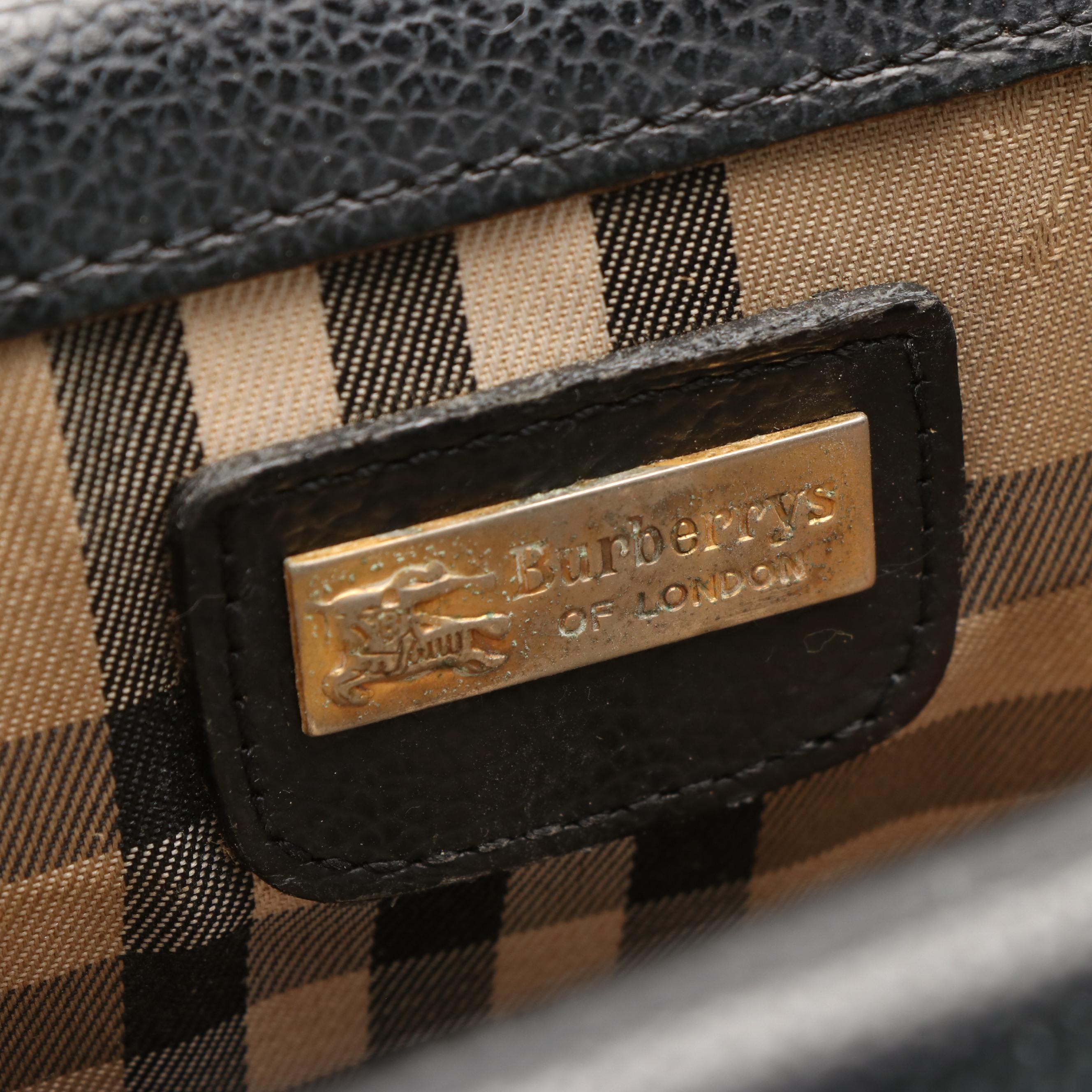 Burberrys  Black Leather and Haymarket Check Briefcase