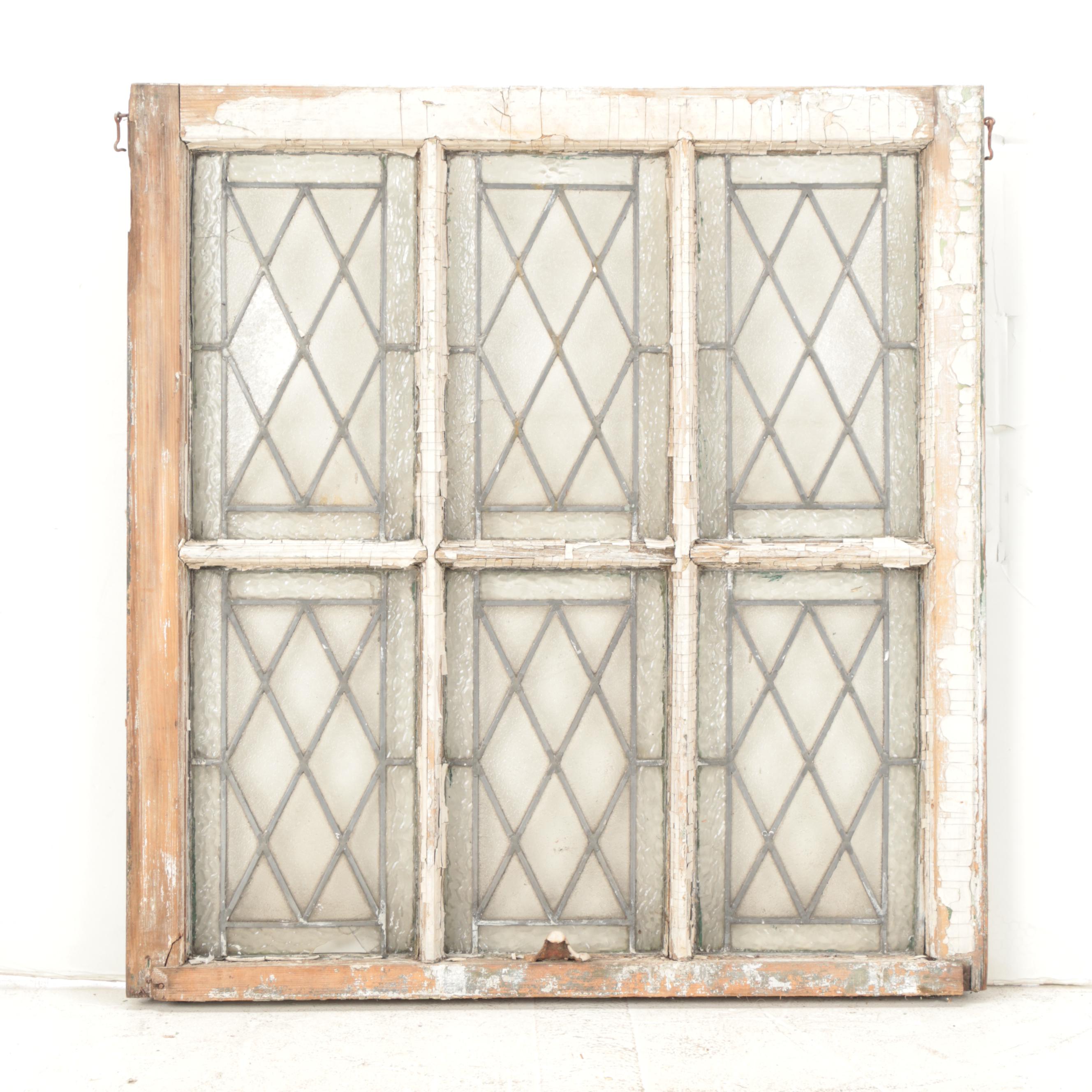 Clear Diamond Pane Leaded Glass Window