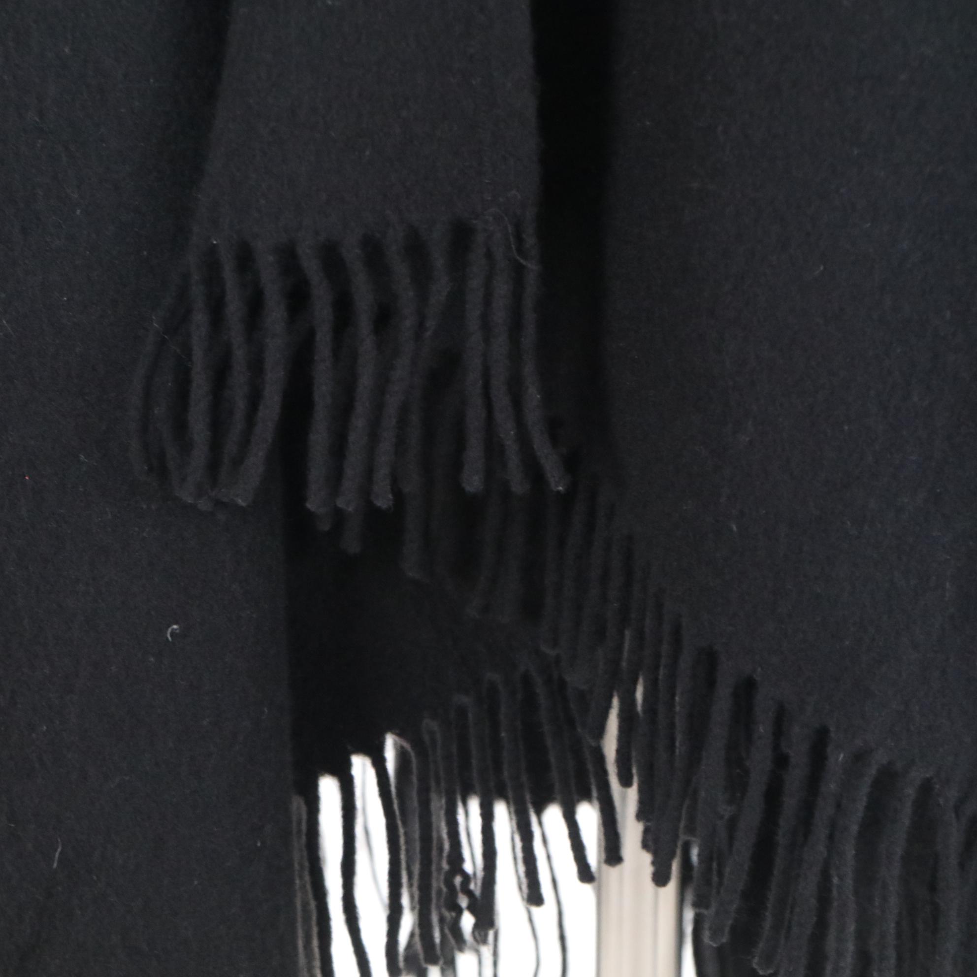 James Johnson of Scotland Black Wool/Cashmere Blend Fringe Shawl