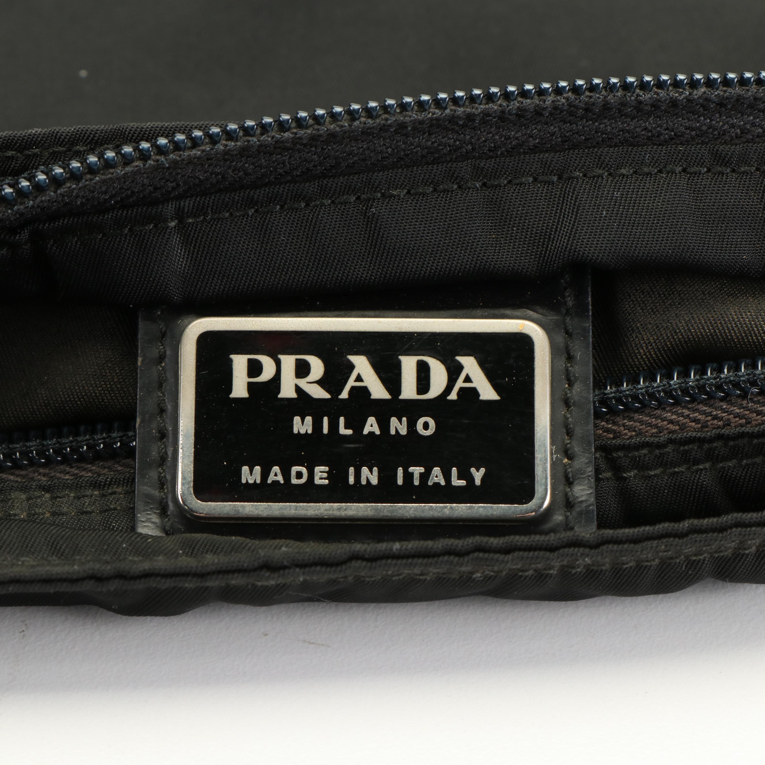 Prada Black Tessuto Nylon Flat Messenger Crossbody Bag