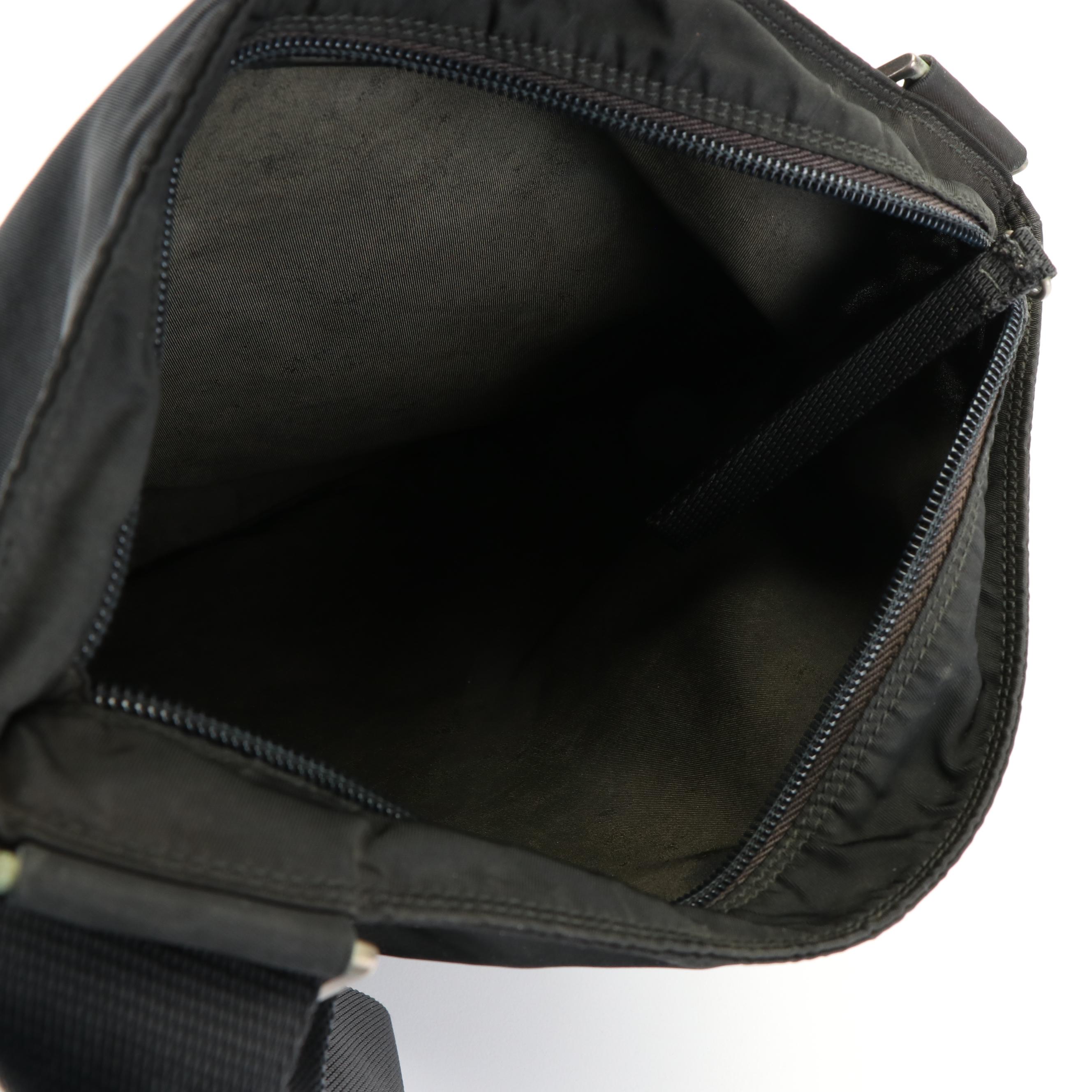 Prada Black Tessuto Nylon Flat Messenger Crossbody Bag