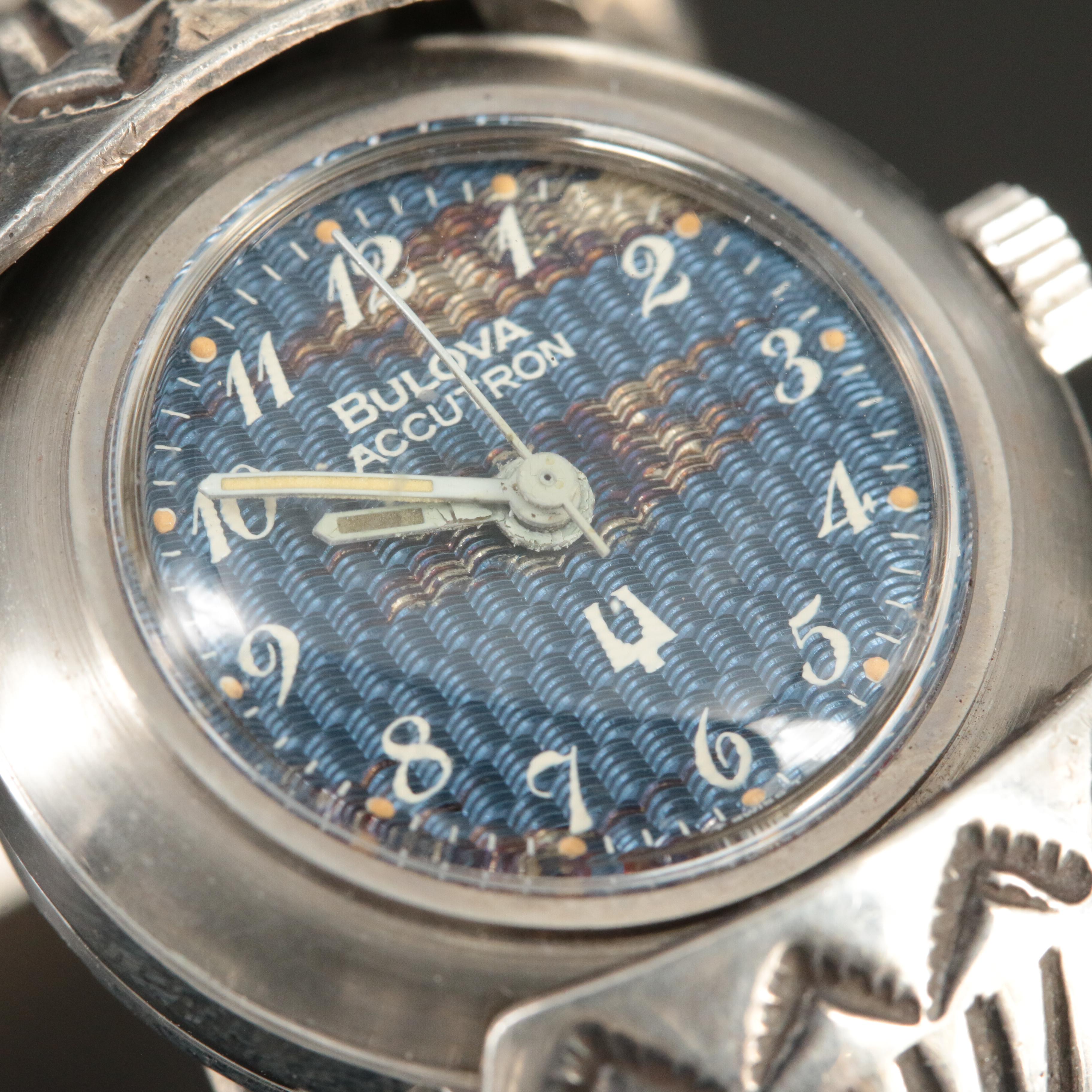 Bulova Accutron Watch in Southwestern Sterling Cuff with Turquoise and Jasper