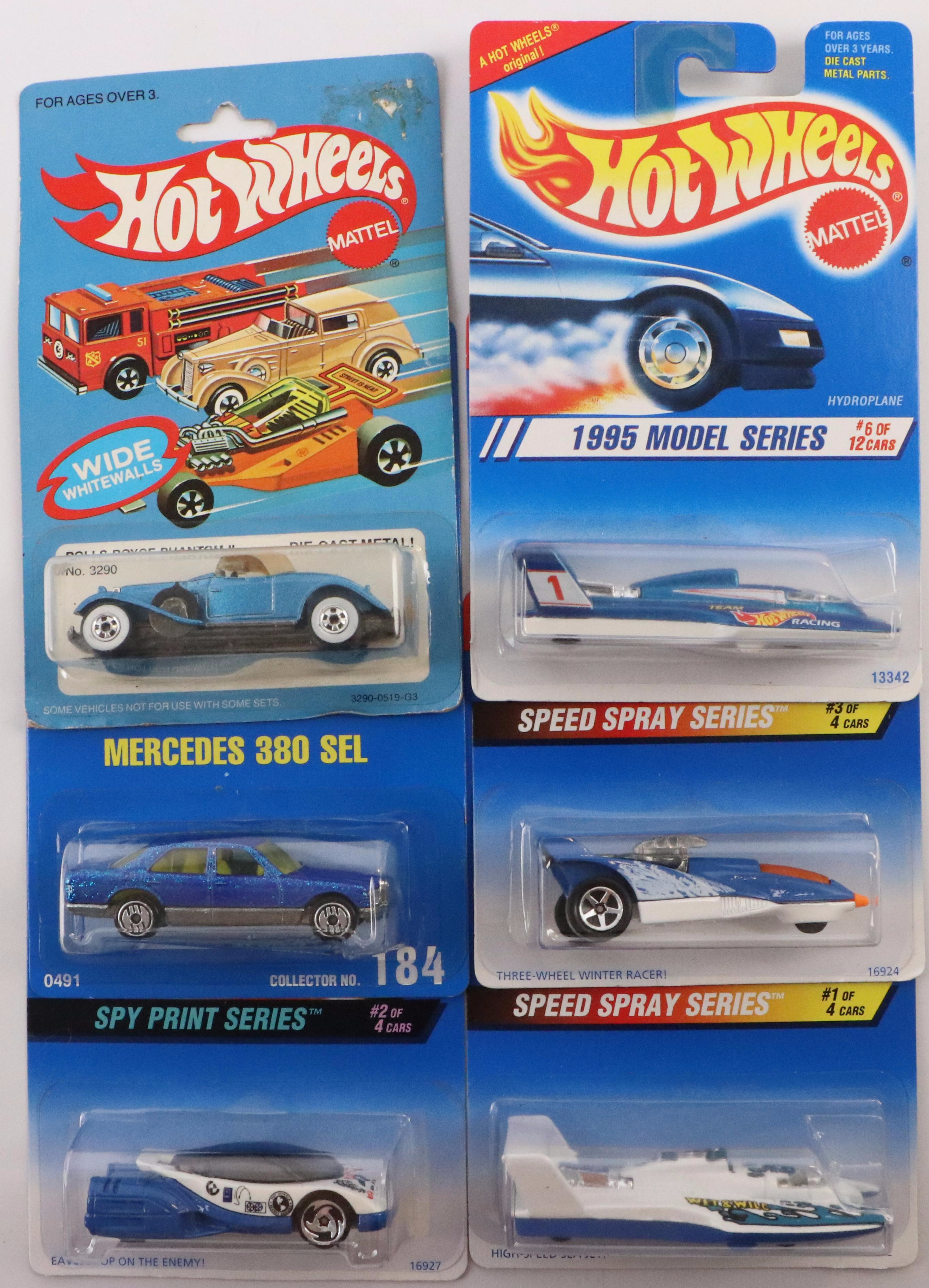 Hot Wheels First Editions, Krackle Car Series, Speed Spray Series, and