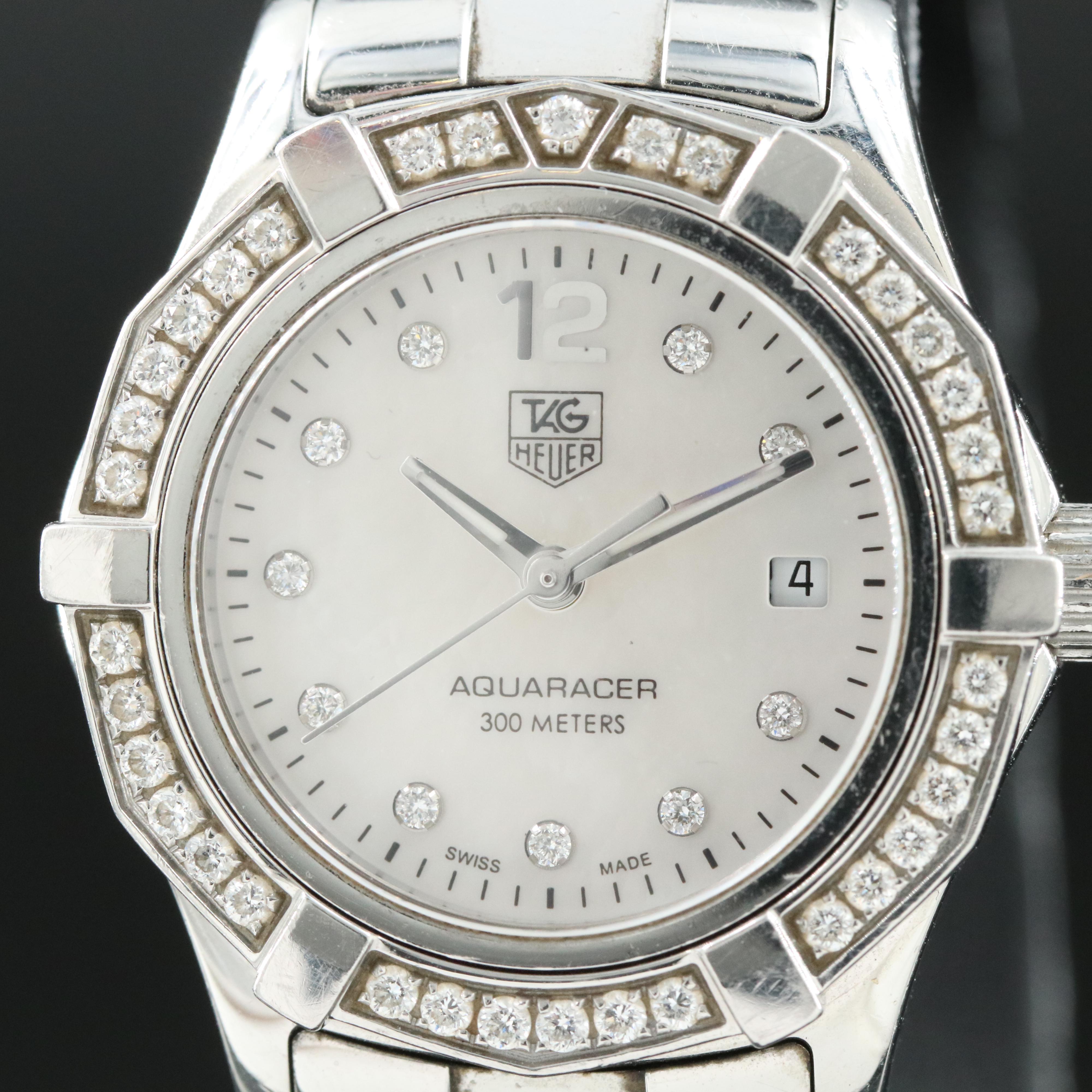TAG Heuer Mother-of-Pearl, Diamond Dial and Bezel Aquaracer Watch