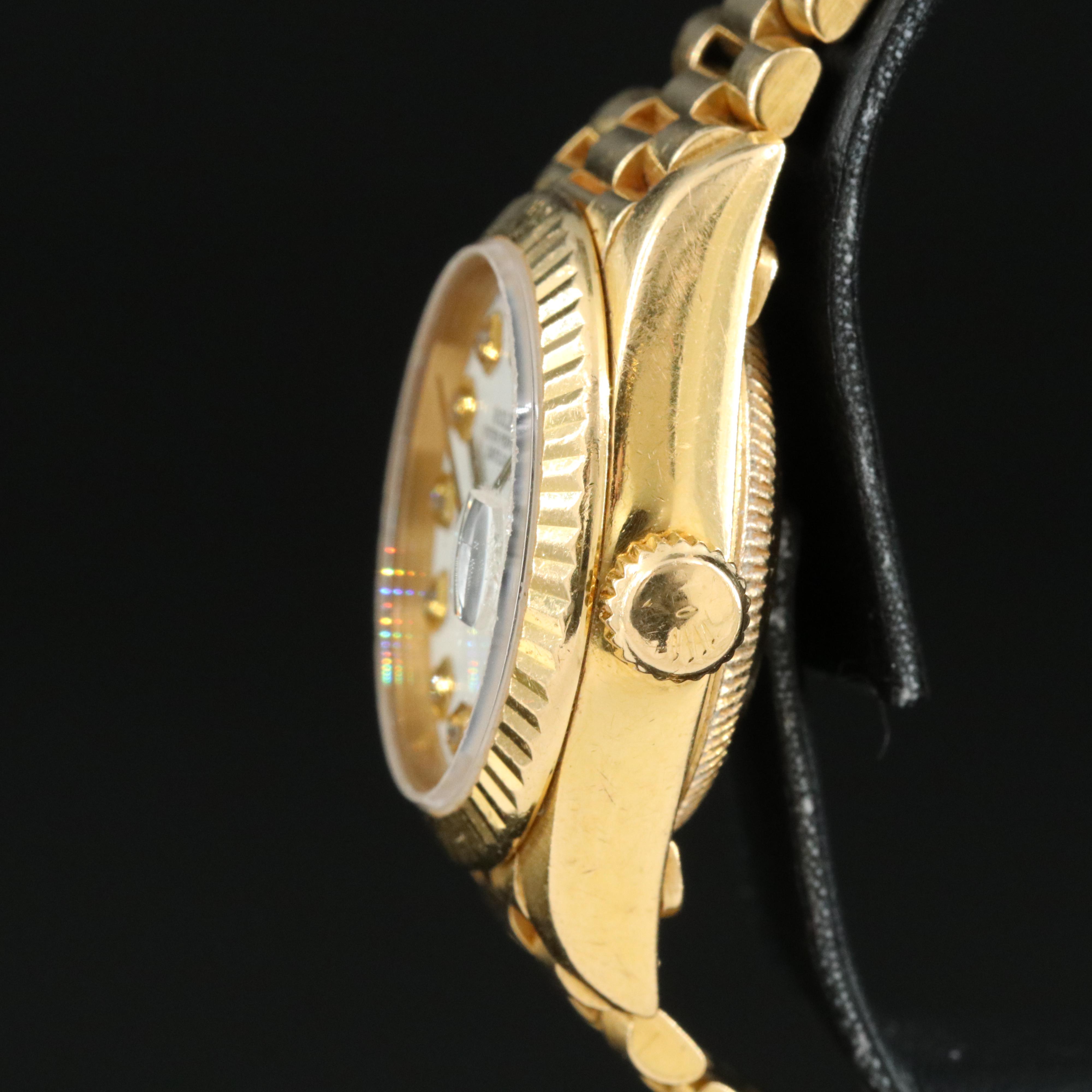 1990 Rolex 18K Custom Diamond Dial Datejust President Band Watch