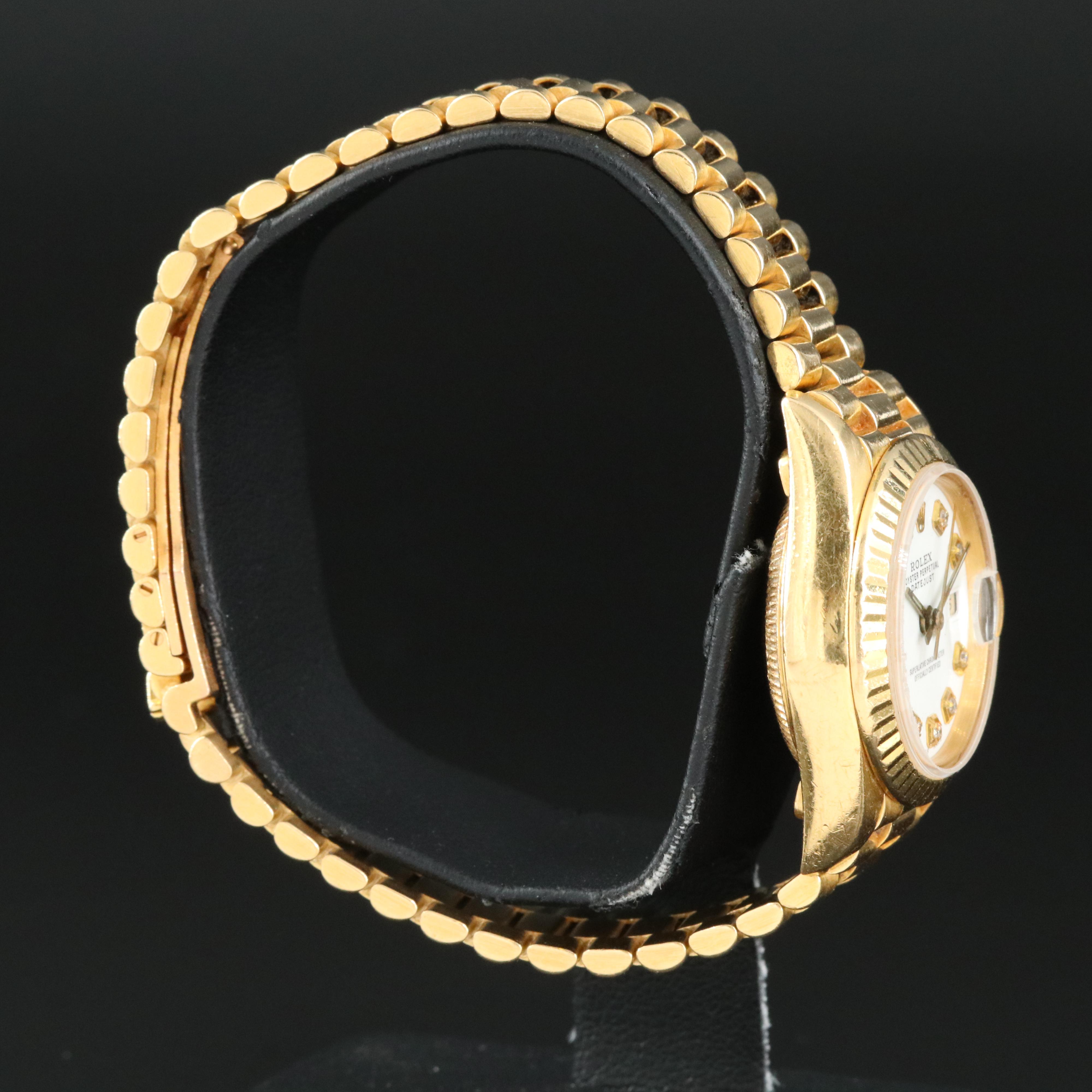 1990 Rolex 18K Custom Diamond Dial Datejust President Band Watch