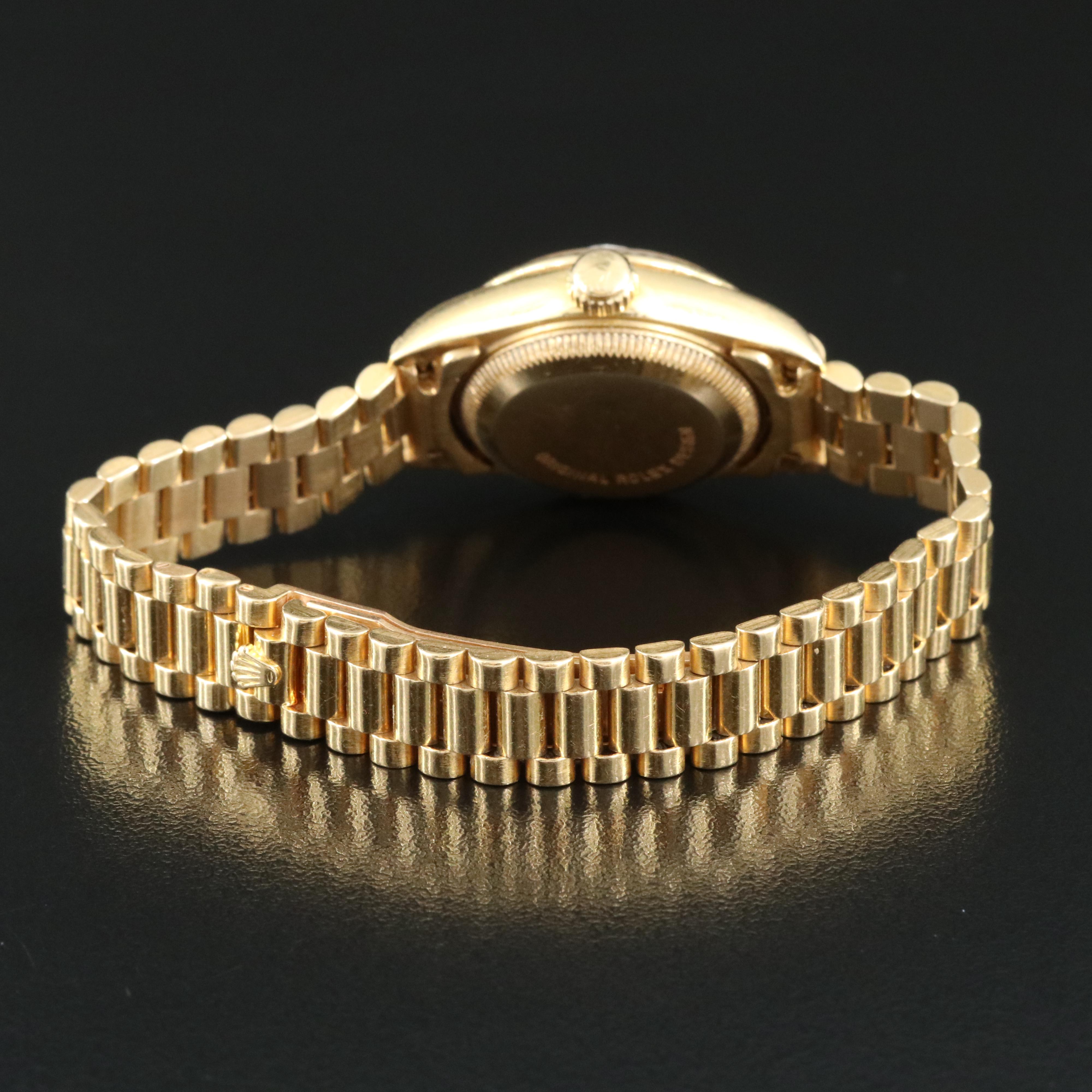 1990 Rolex 18K Custom Diamond Dial Datejust President Band Watch