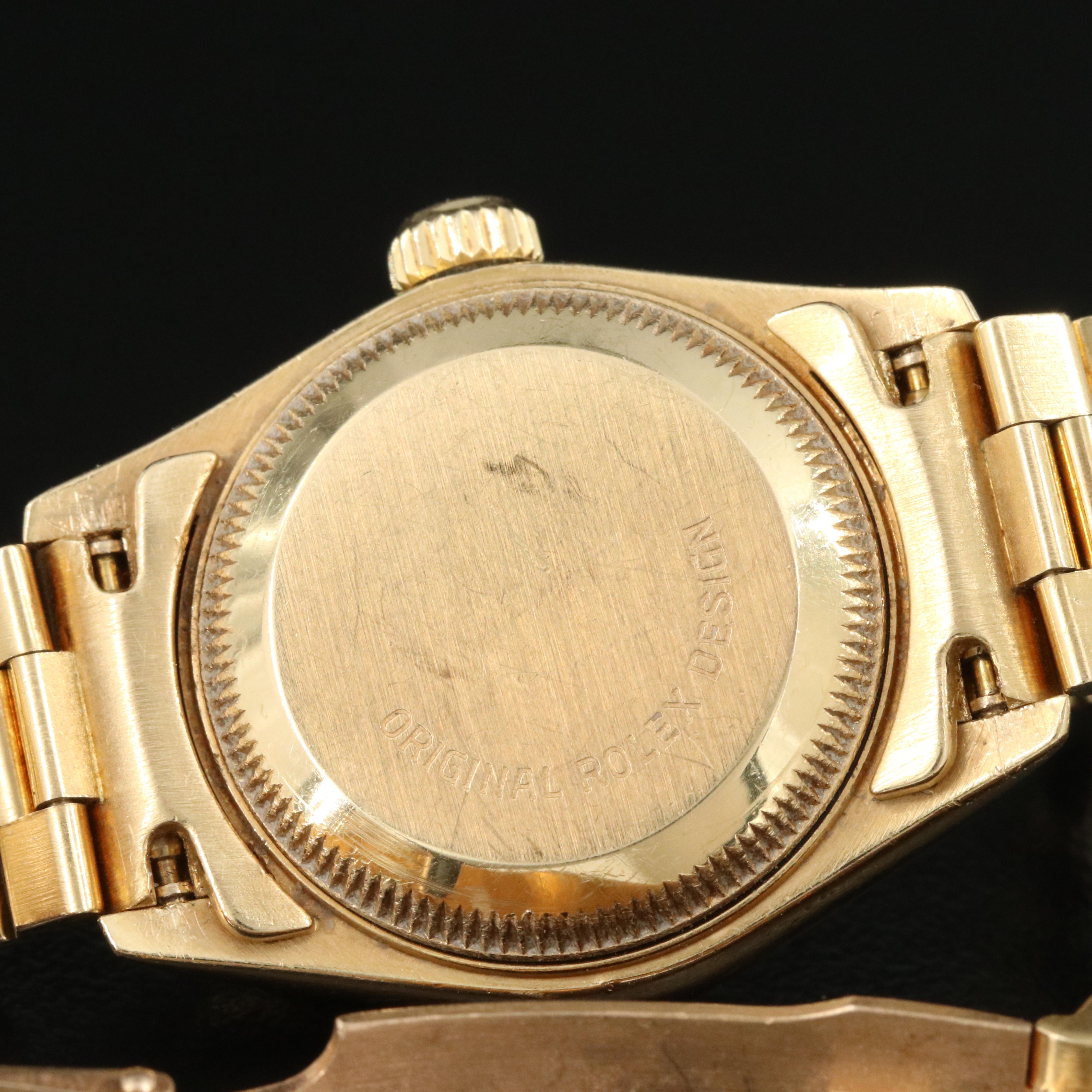 1990 Rolex 18K Custom Diamond Dial Datejust President Band Watch