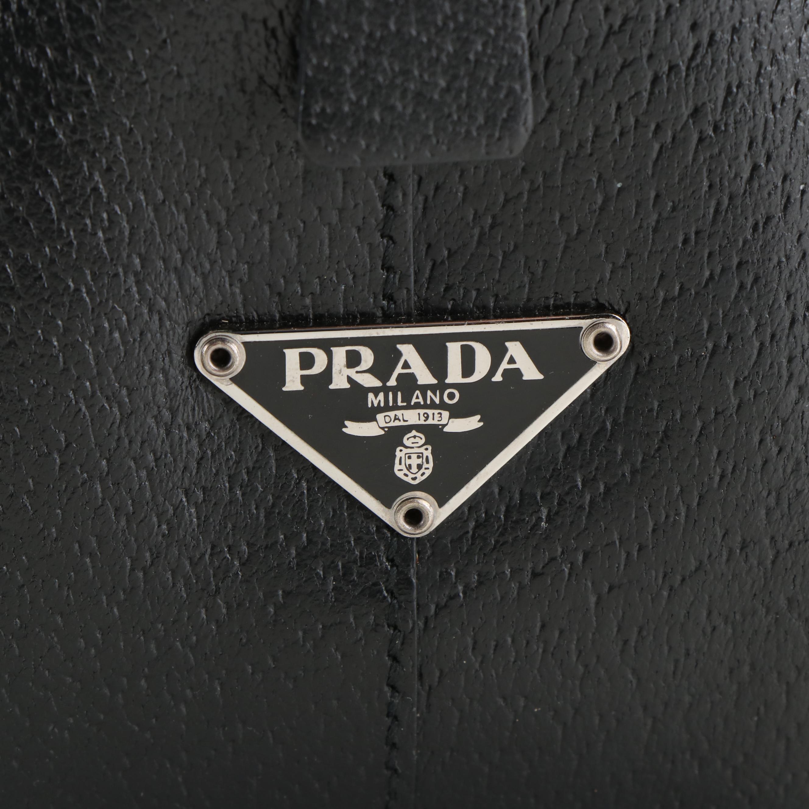 Prada Black Saffiano Leather Travel Briefcase