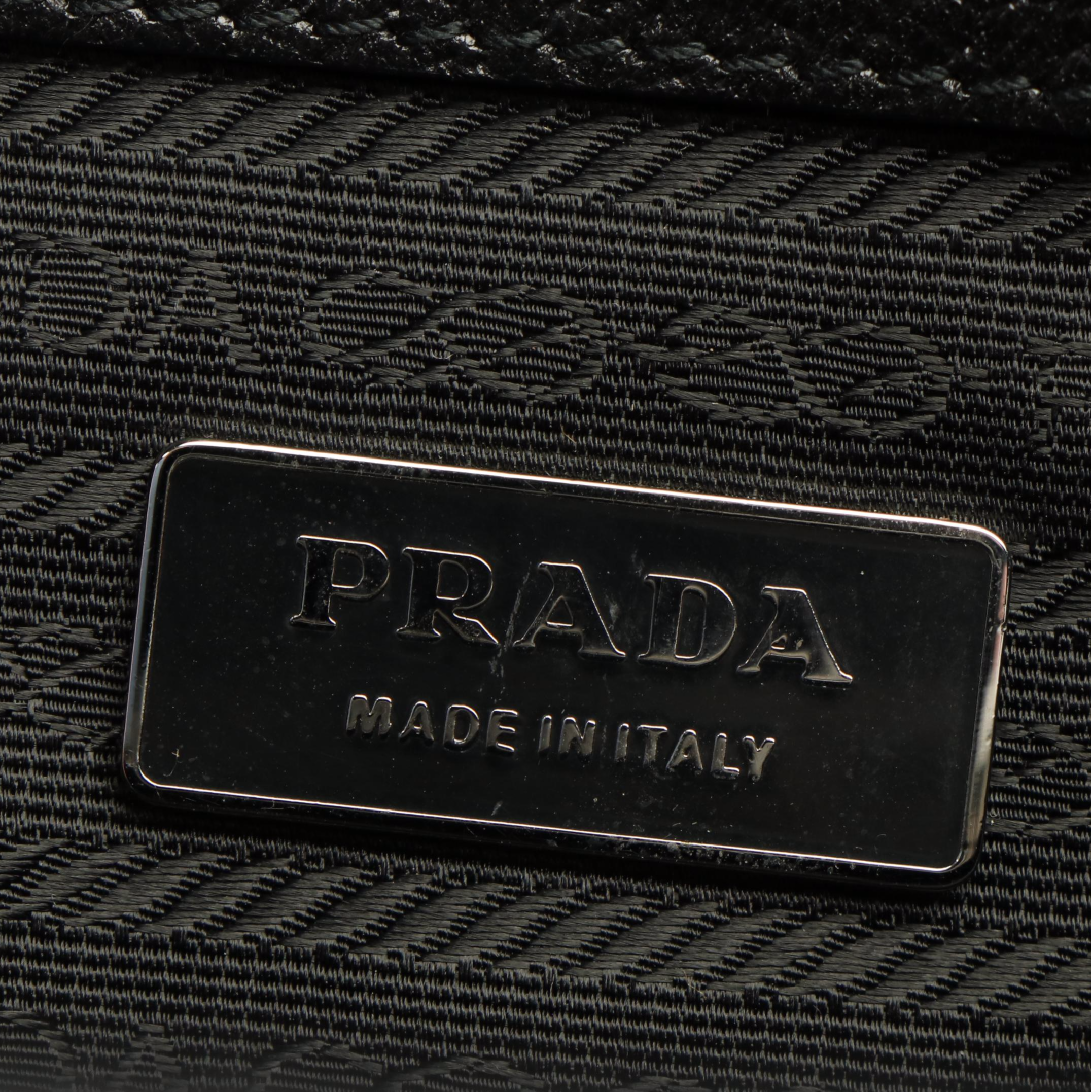Prada Black Saffiano Leather Travel Briefcase