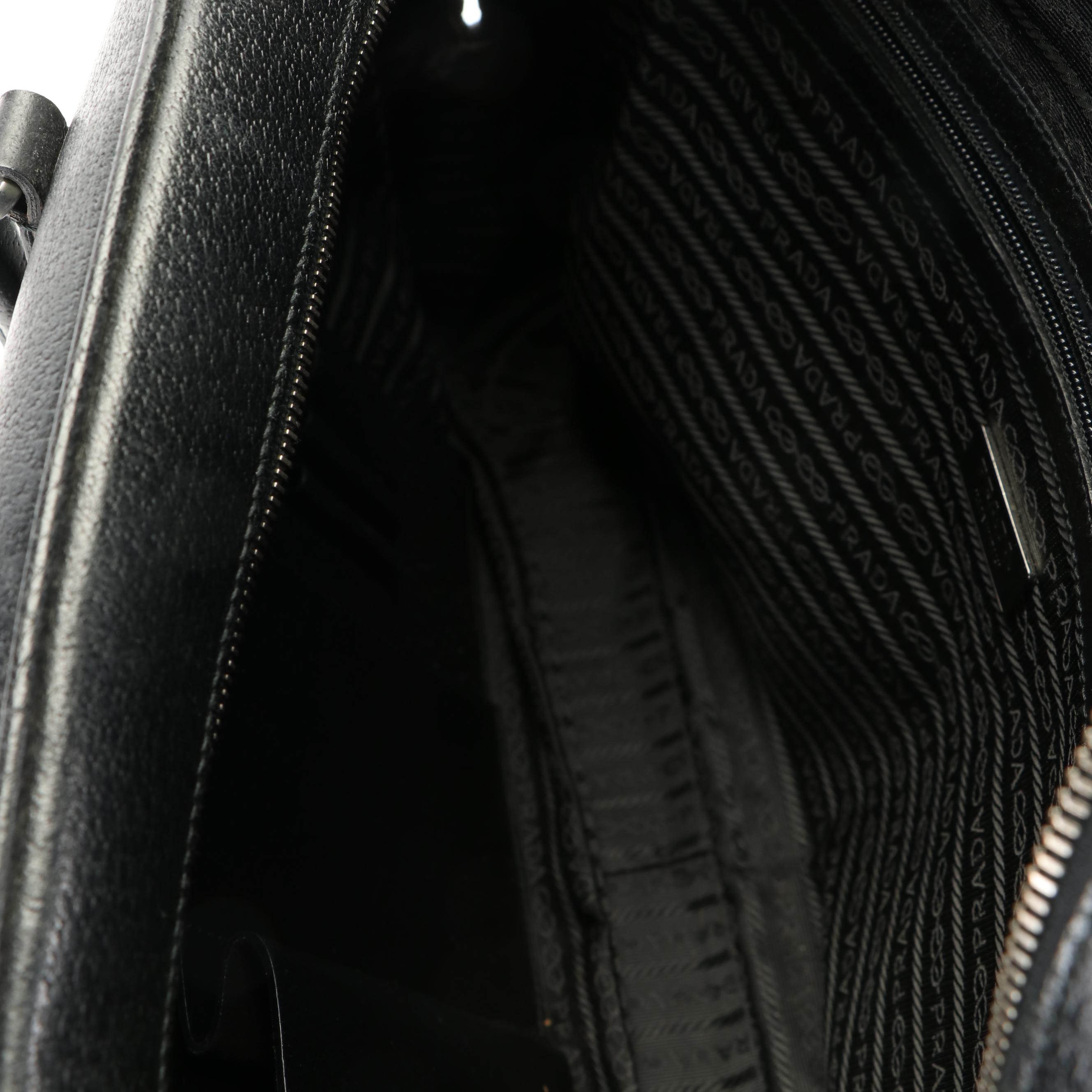 Prada Black Saffiano Leather Travel Briefcase