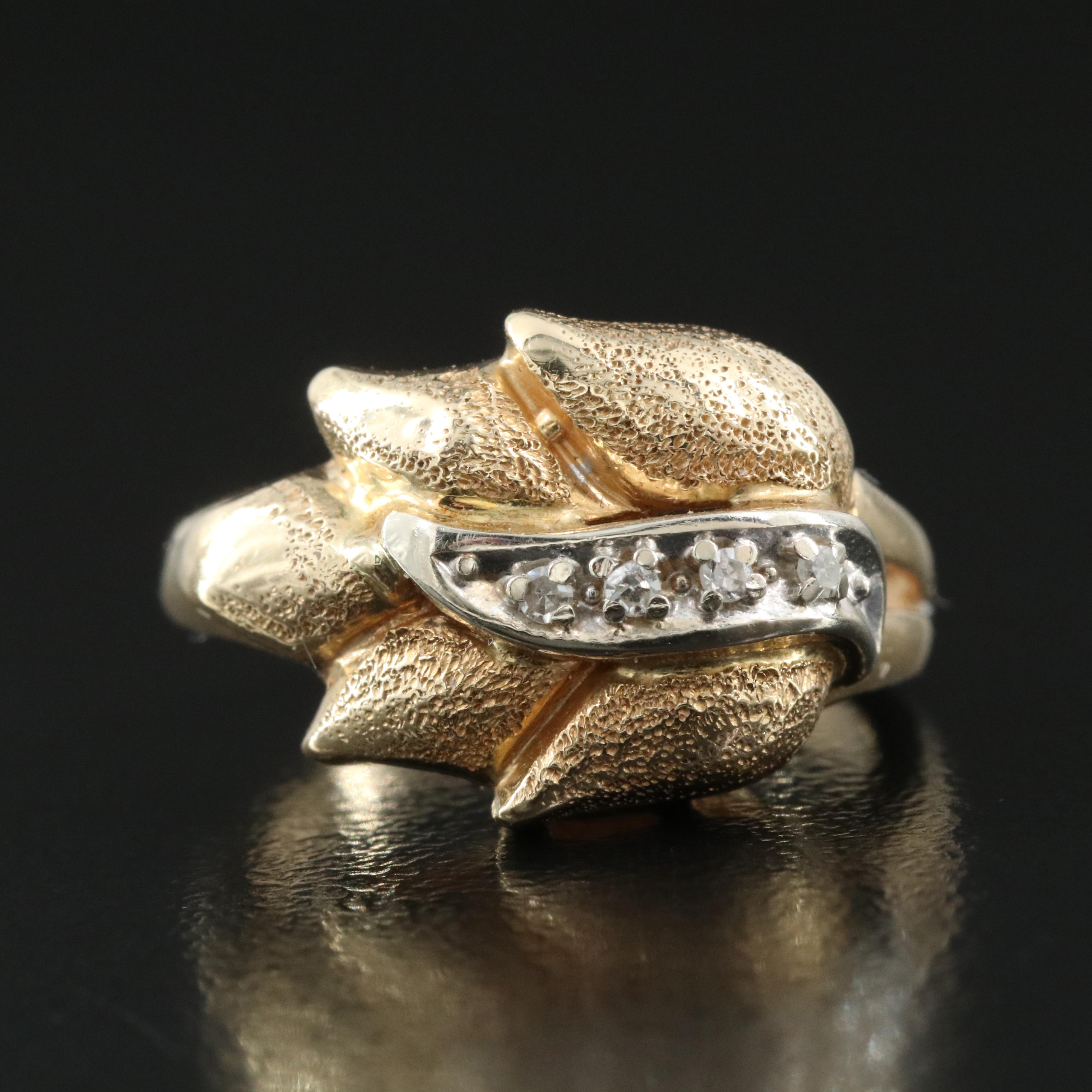 14K 0.02 CTW Diamond Foliate Ring